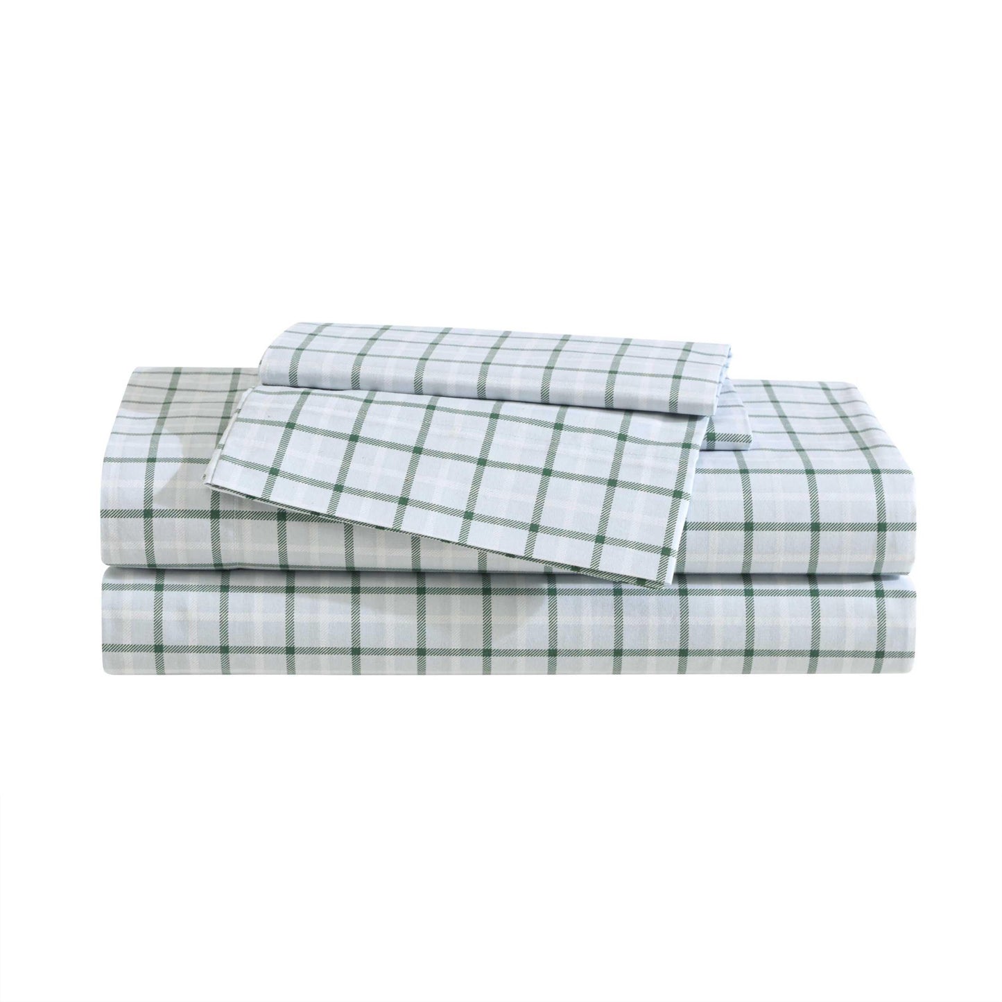 Eddie Bauer - Twin Size Sheet Set, 100% Cotton Percale Bedding, Crisp & Breathable Bed Sheets with Pillowcase, Fully Elastic Fitted Sheet, Deep Pocket Fit (Classic Tattersall Plaid)