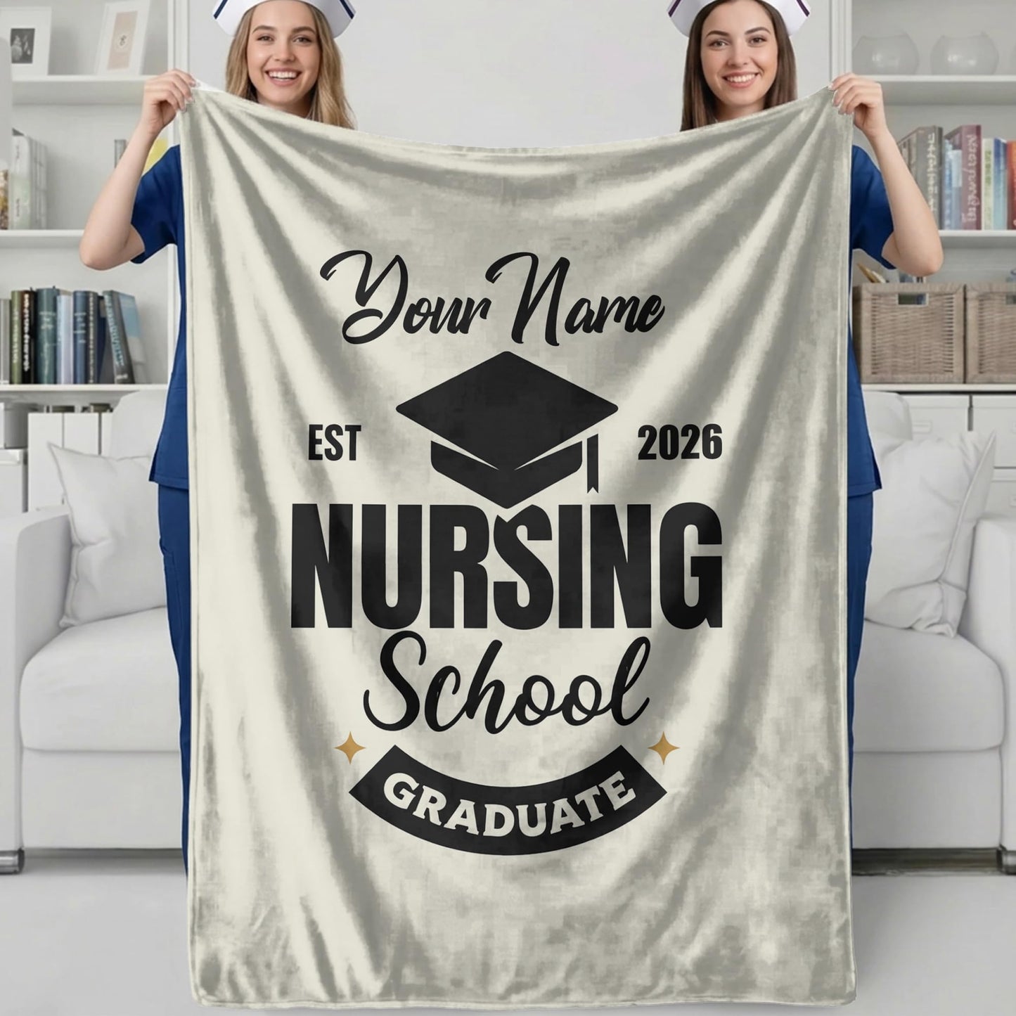 Ipplee Personalized Nurse Graduation Gift, Custom Photo & Name Blanket for Nursing Student, Class of 2026 Future Nurse Gifts, New Practical Nurses Keepsake, Soft Throw