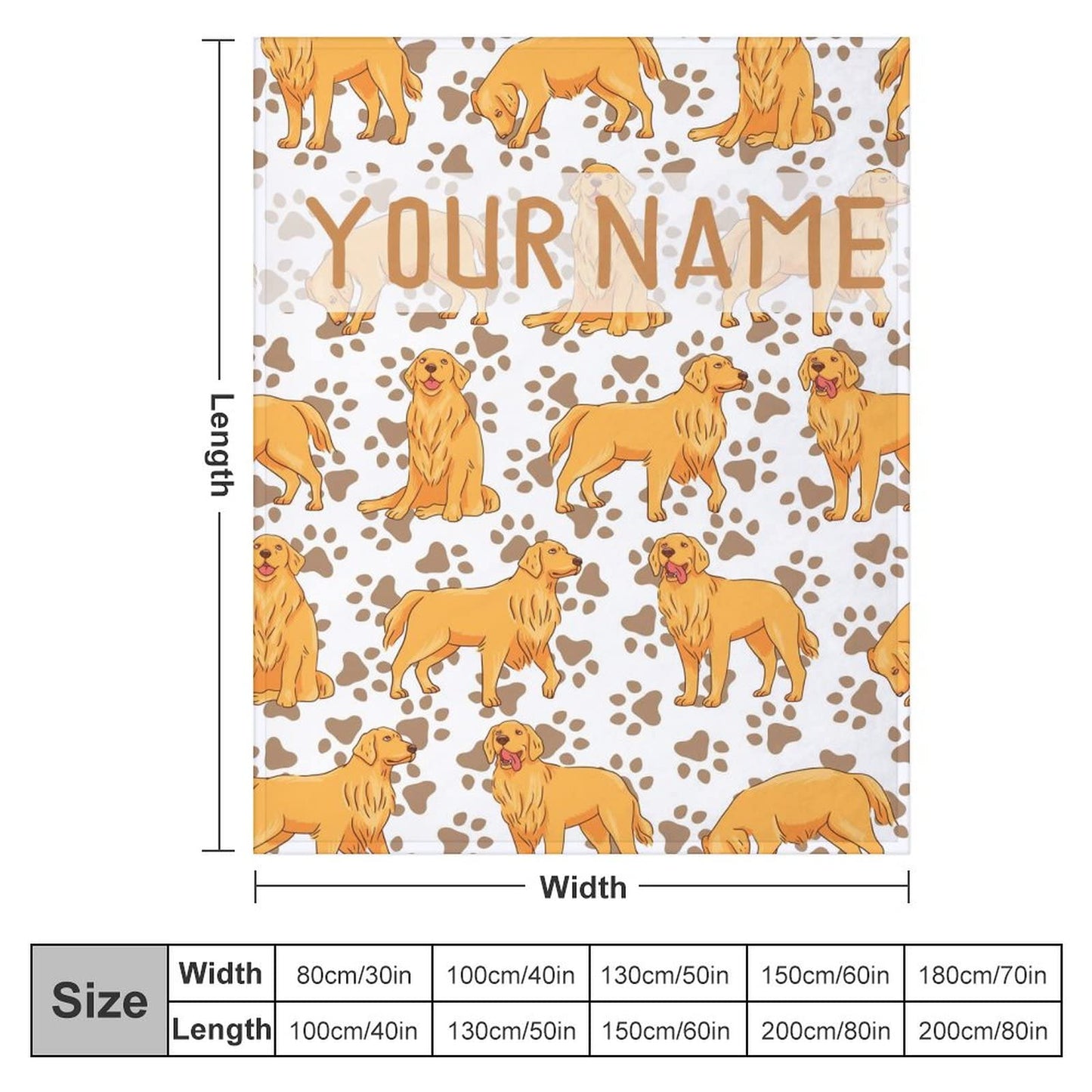 AIOMXZZ Personalized Golden Retriever Blanket Gifts with Text Name, 30"x40" Dog Pattern Flannel Fleece Throw Blanket Soft, Lightweight, Comfortable, Warm Golden Retriever Blanket for Adults Kids