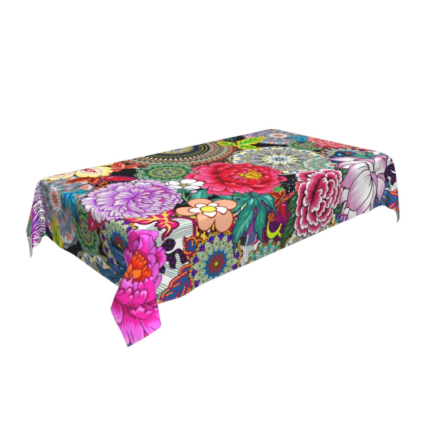 Mandala Flower Tablecloth Table Cover Washable Tabletop for Kitchen Dinning Decoration Rectangle 60x90inch