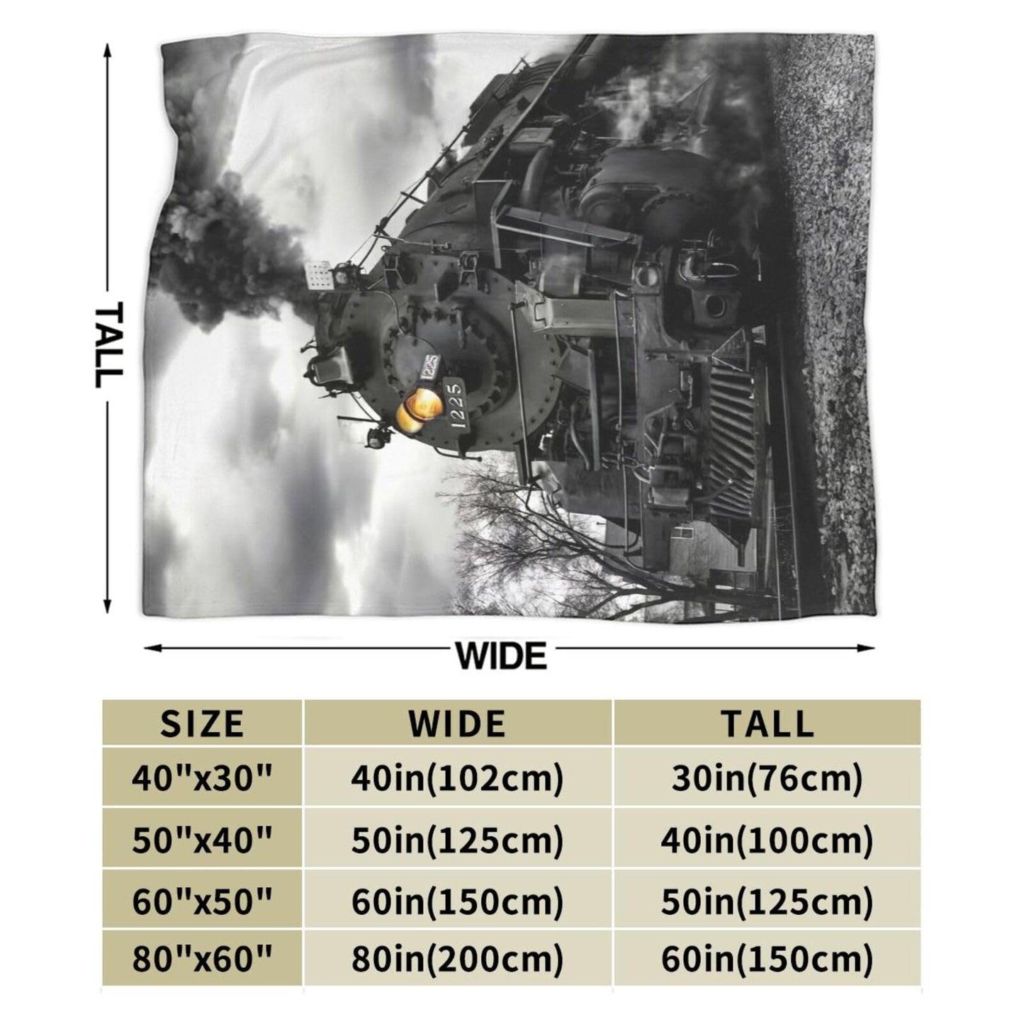 Ngzhyad Steam Train Blanket Warm Cozy Flannel Fleece Throw Blankets Gifts for Car Sofa Couch Bed Decorative 80"X60"