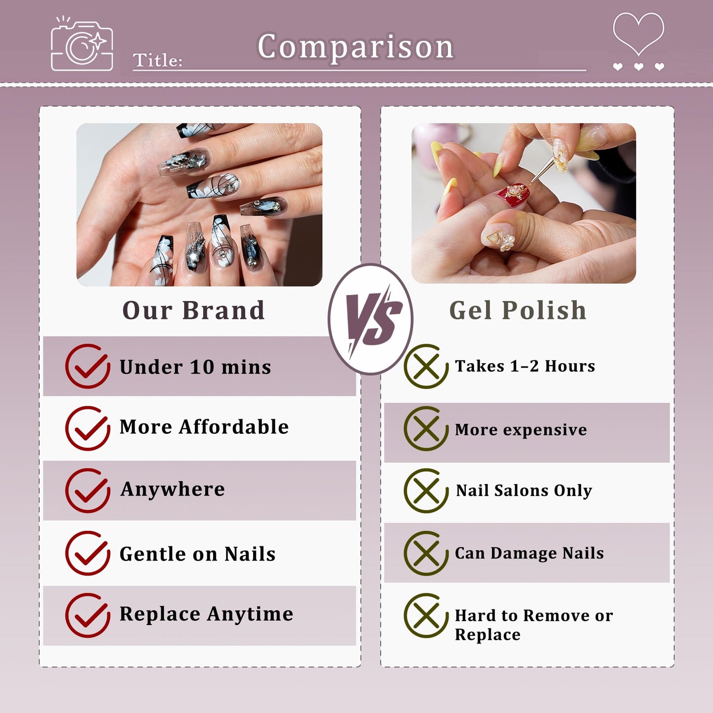 Hantyer 10pcs Press on Nails, Medium Coffin Glossy Fake Nails, Lavender Cat Eye French Tips with Silver Stars, Reusable False Nails for Women, Sweet Galaxy Nails for Party (Size M) ﻿