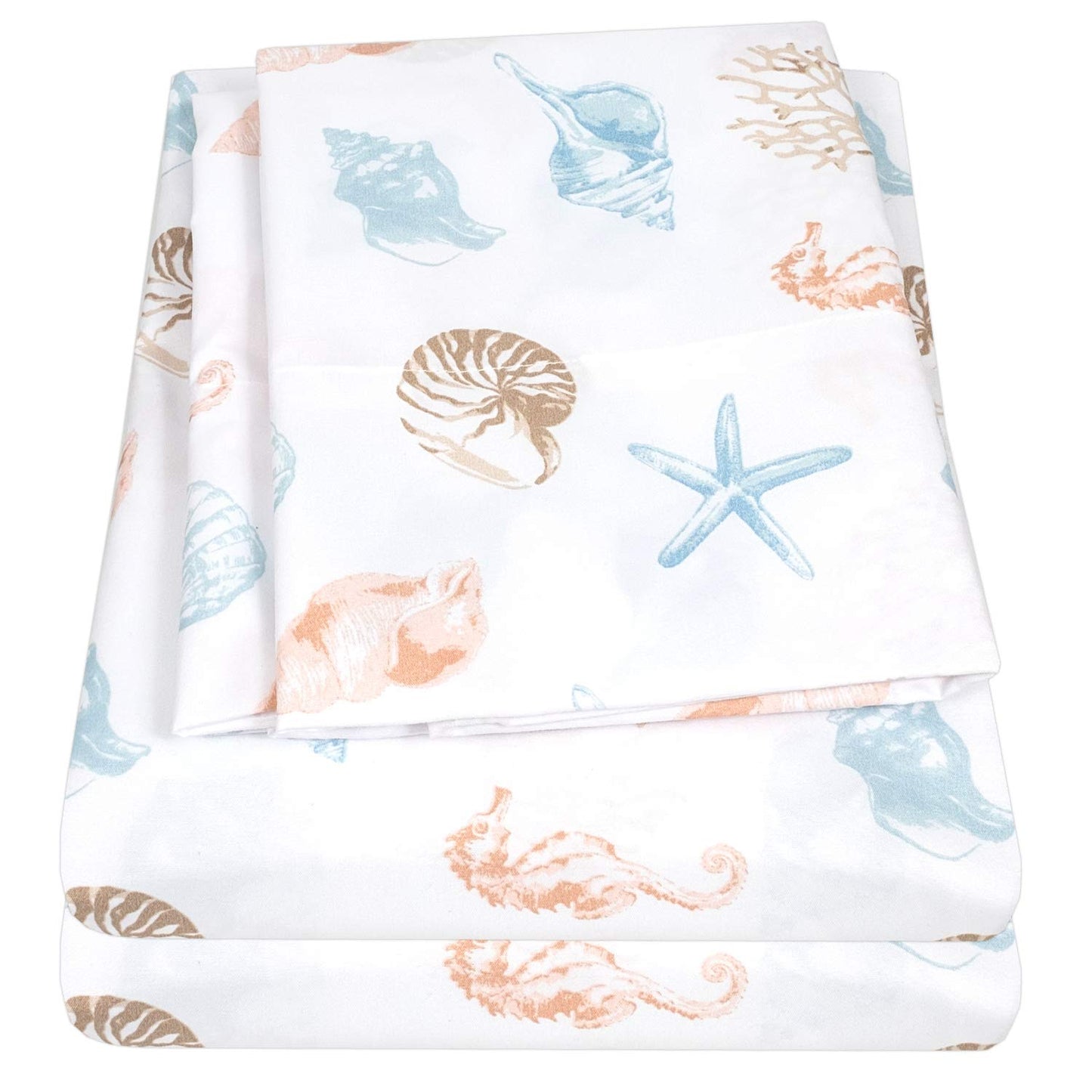 1500 Supreme Kids Bed Sheet Collection - Fun Colorful and Comfortable Boys and Girls Toddler Sheet Sets - Deep Pocket Wrinkle Free Soft and Cozy Bedding - Twin, Seashells