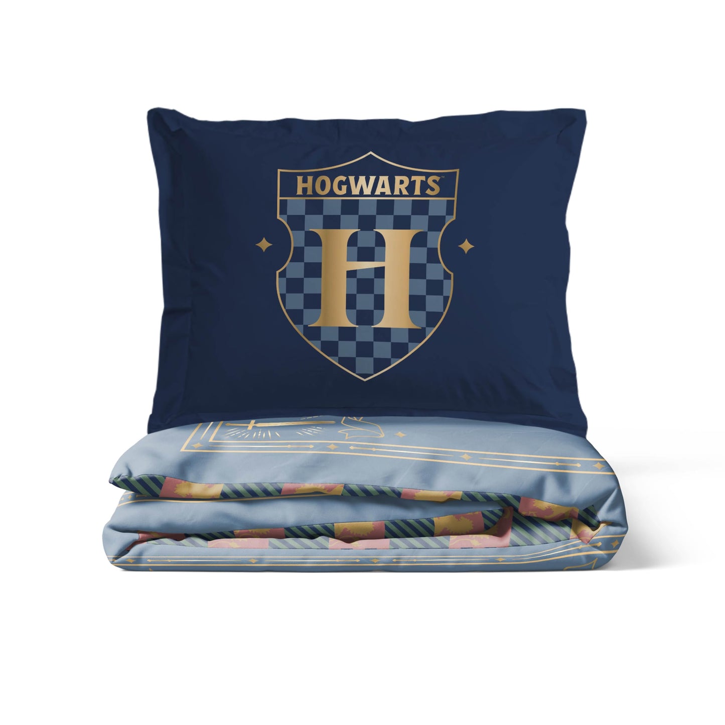 Jay Franco Duvet Cover Set – 2 Piece Comforter Cover and Sham Set, Super Soft Cozy Kids Bedding (Insert Not Included) Blue - Harry Potter, Twin