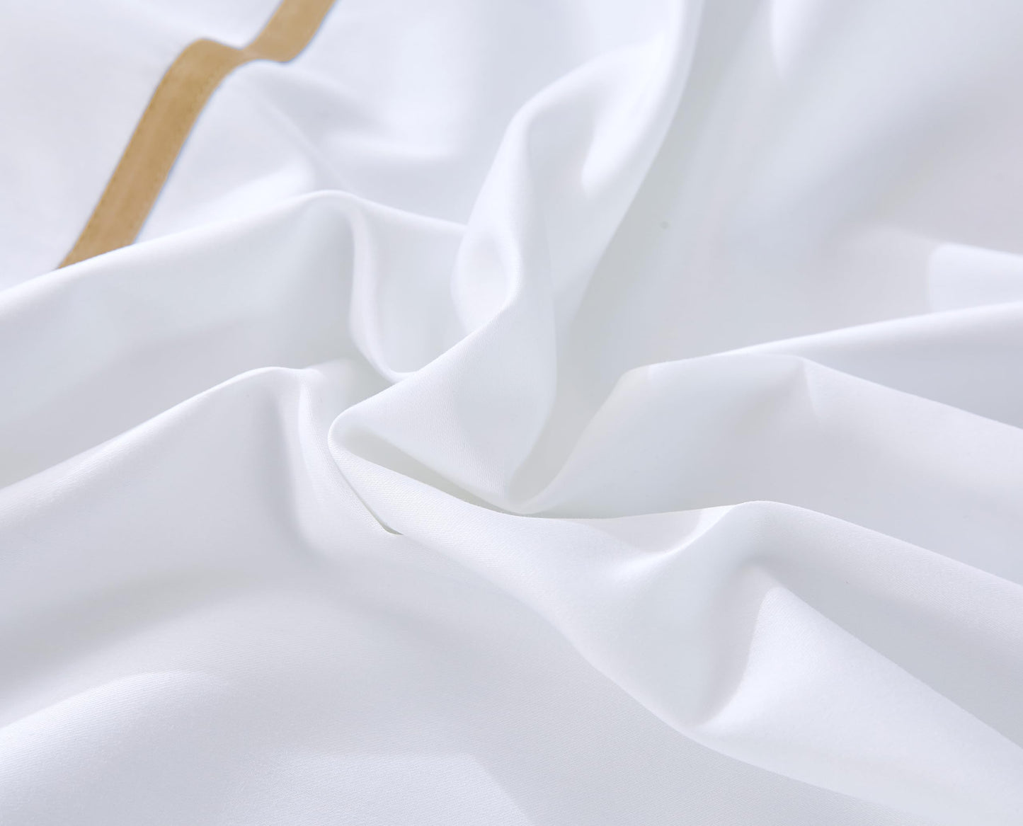 MengBoo Duvet Cover Set 3 pcs(1 Duvet Cover+2 Pillowcases) 100% Cotton Sateen Woven Hidden Zipper Closure (White Beige, Queen)