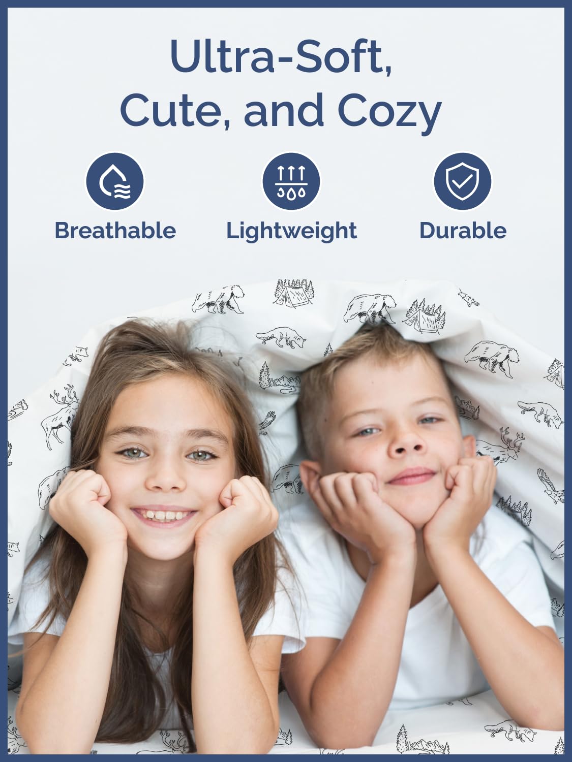 Kids Twin Size Bed Sheet Set - 3 Piece Kids Loft Bed Sheets - Wildlife Forest Themed Bedding - Soft, Cute and Cozy - Breathable and Machine Washable - Animal Bed Set for Boys, Girls, Teens & Toddlers