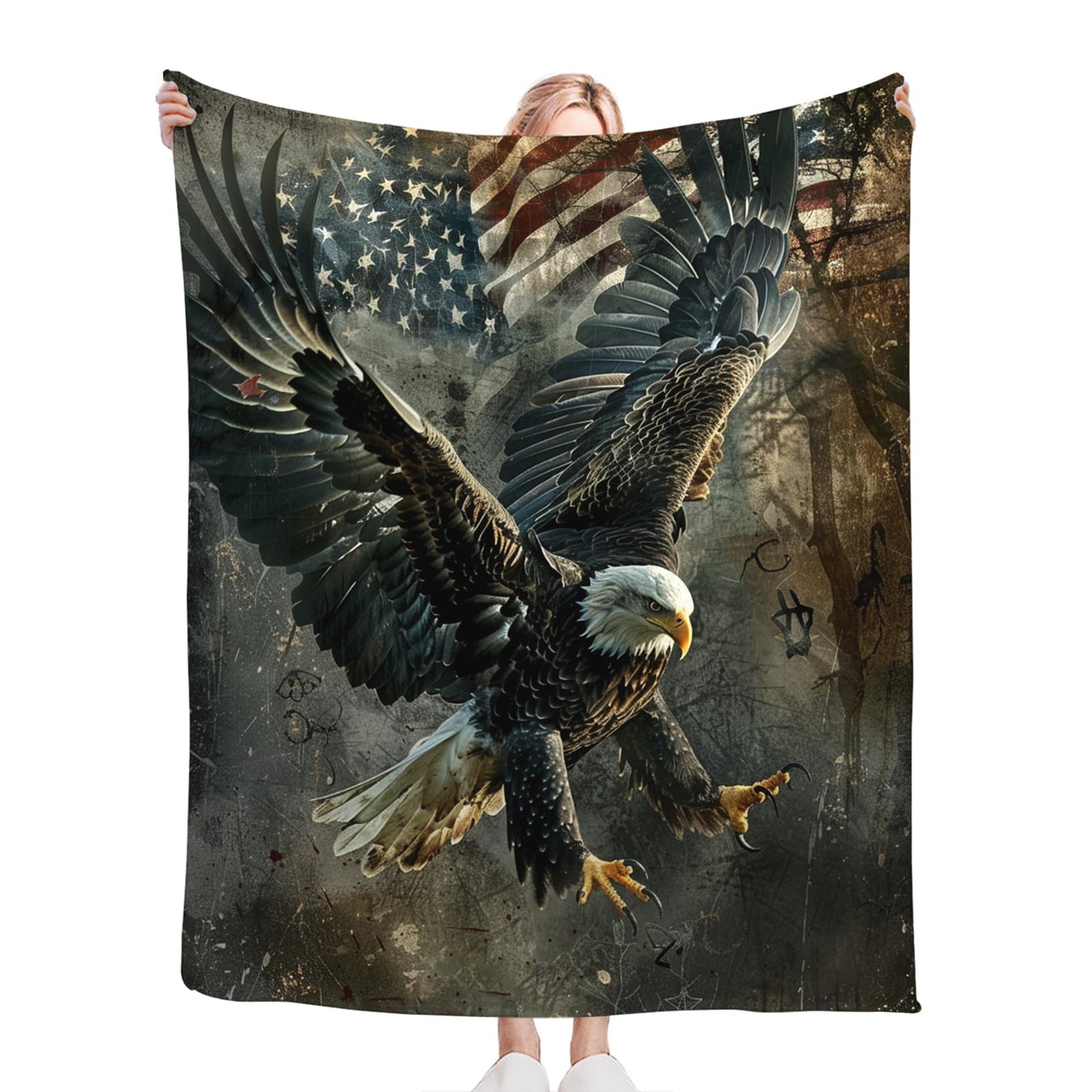 Tijuboni American Eagle Throw Blanket Eagle Gifts for Women Men Girls Boys Kids Adults Soft Flannel Fleece Blanket for Couch Sofa Bed Home Decor 40"x50"