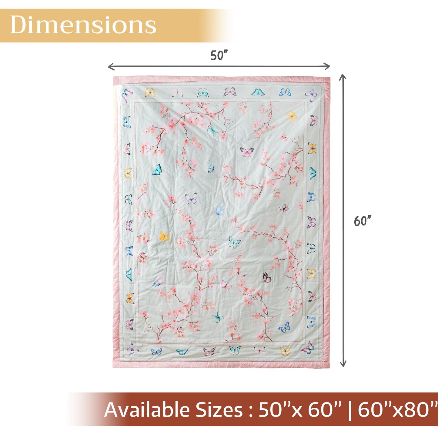 Maison d' Hermine Throw Blanket for Couch Lightweight Soft Warm Breathable Cotton Throw Blankets for Bed Girls Boys Women Men Gifts Travel Living Spring Summer (Blossoms in Spring, 60" X 80")