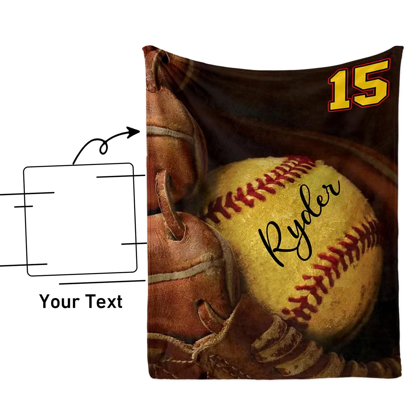 Dyoart Custom Baby Softball Blanket with Name Number: Personalized Fluffy and Warm Gift for Baby Toddler Kids and Adults Birthday Skin-Friendly Flannel Fabric(50"x60")
