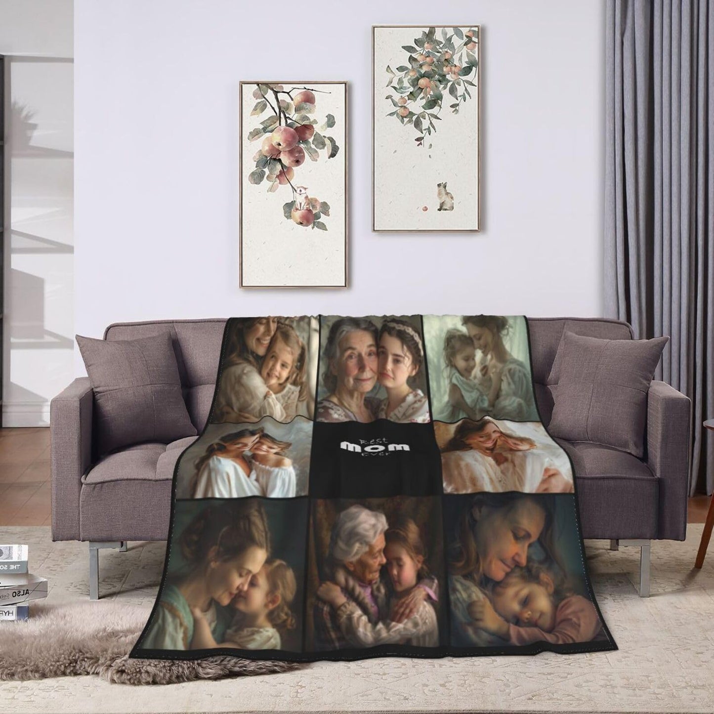 Ouqiuwa Best Mom Ever Custom Blankets Personalized Blanket with Photo Text Customized Picture Throw Blanket for Mother's Day Birthday Mom Grandma Women 50"x40"