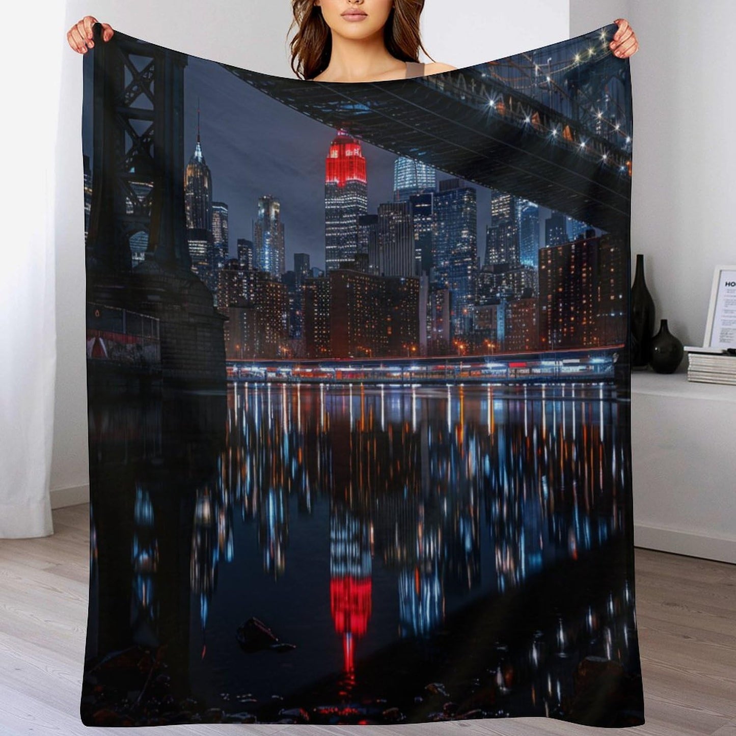 TOWINSFB Fantasy Night Cityscape Flannel Throw Blanket, Soft Lightweight Cozy Warm Neon Light Skyscraper Blanket for Couch Bed Travel- 30"x40"