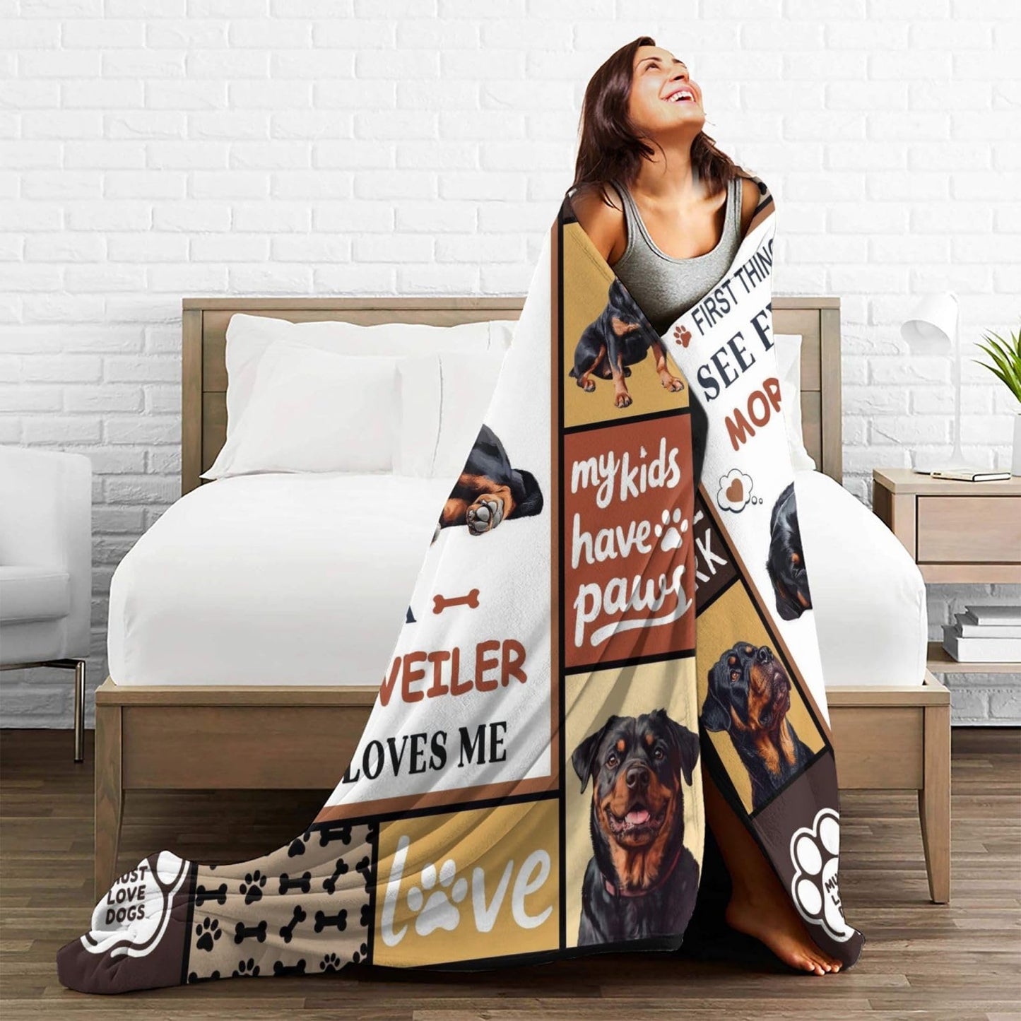 Lovira Rottweiler Throw Blanket Dog Print Blankets Gifts for Couch Sofa Bed Stuff Decor Lightweight Soft Cozy Fleece Plush Warm Flannel Bedding for Lover Men Women 40"x50"