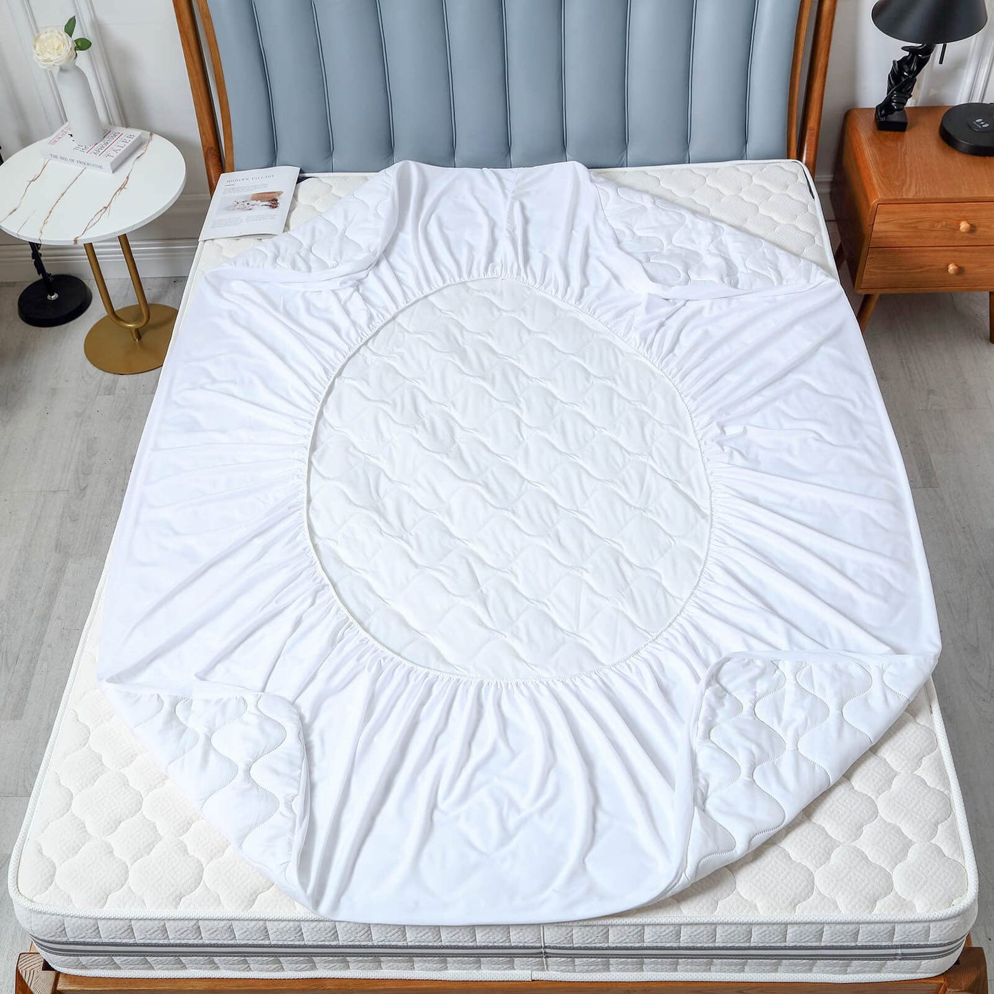 Waterproof Quilted California King Mattress Protector Pad Brushed Soft Surface Noiseless Padded Fitted Cover with Deep Pocket