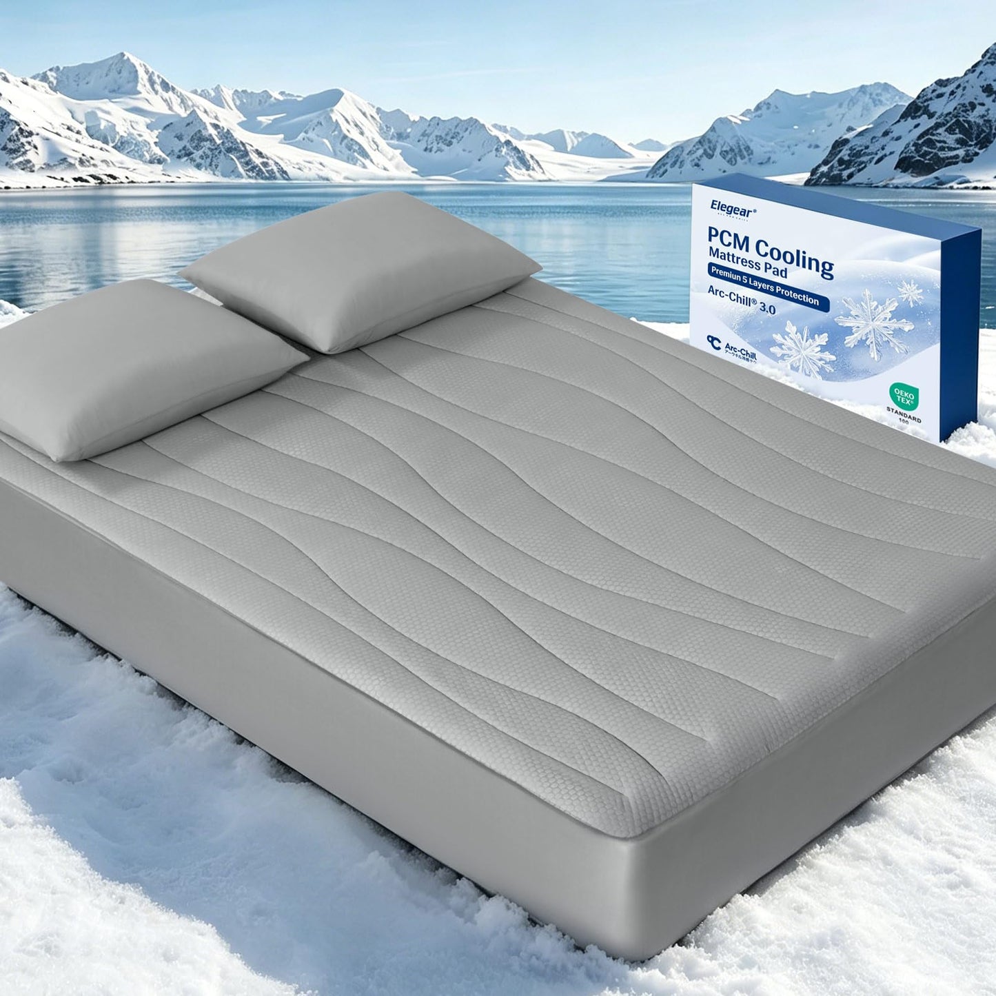 Elegear Cooling Mattress Pad Queen, Upgraded Arc-Chill® 3.0 + PCM Cooling, Stay Cool All Night, Breathable & Soft, Deep Pocket 18", Washable Mattress Protector for Hot Sleepers, Gray