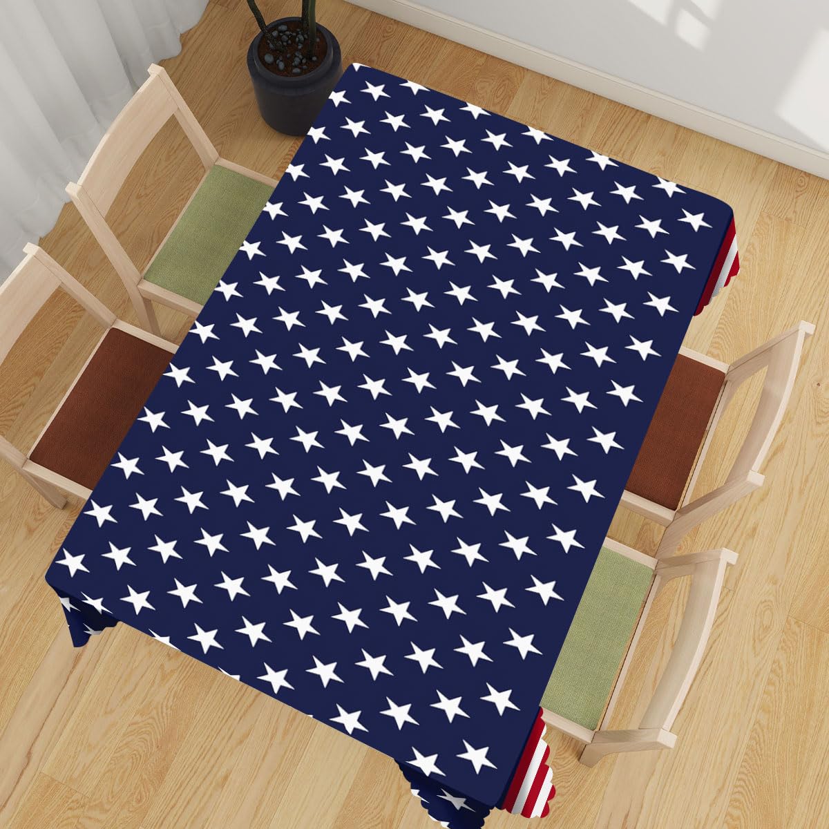 XYJFZL 4th of July Decorative Rectangle Tablecloth American Flag Patriotic Party Rectangle Tablecloth Picnic Table Cover BBQ Table Cloths Polyester for Kitchen Coffee 52 x 70 Inch 4-6 Seats