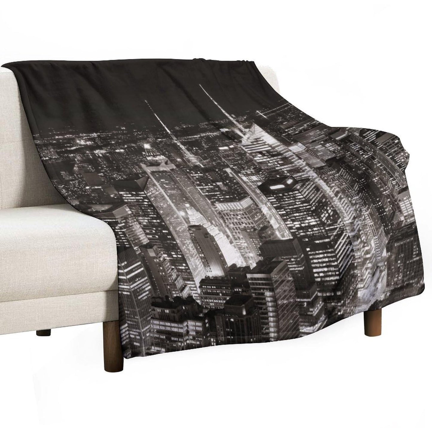 City Landscape Throw Blanket,New York Manhattan Night Cityscape Light Pattern Soft Cozy Warm Flannel Blankets for Sofa Couch Bed Gifts for Lover Kids Boys Grils Women Adults 30x40 Inch
