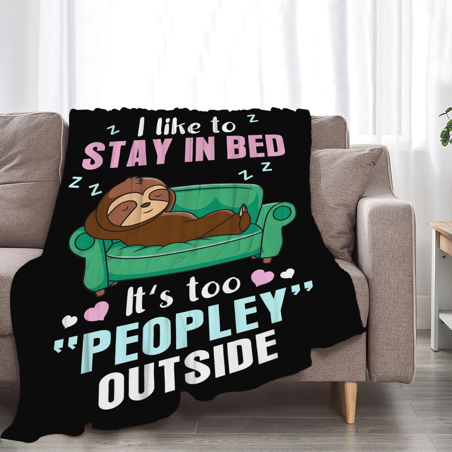 Funny Sloth Throw Blanket Sloth Gifts for Girls Boys Women Men Kids Adults Soft Flannel Fleece Blanket for Couch Sofa Bed Home Decor 40"x50"