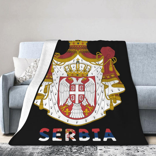 Serb National Emblem Blanket Throw Blanket for Couch Sofa Plush Fleece Bed Blankets Lightweight Comfy Flannel Ultra-Soft Warm Blankets for Home Camping Travel Gift 60"X50"