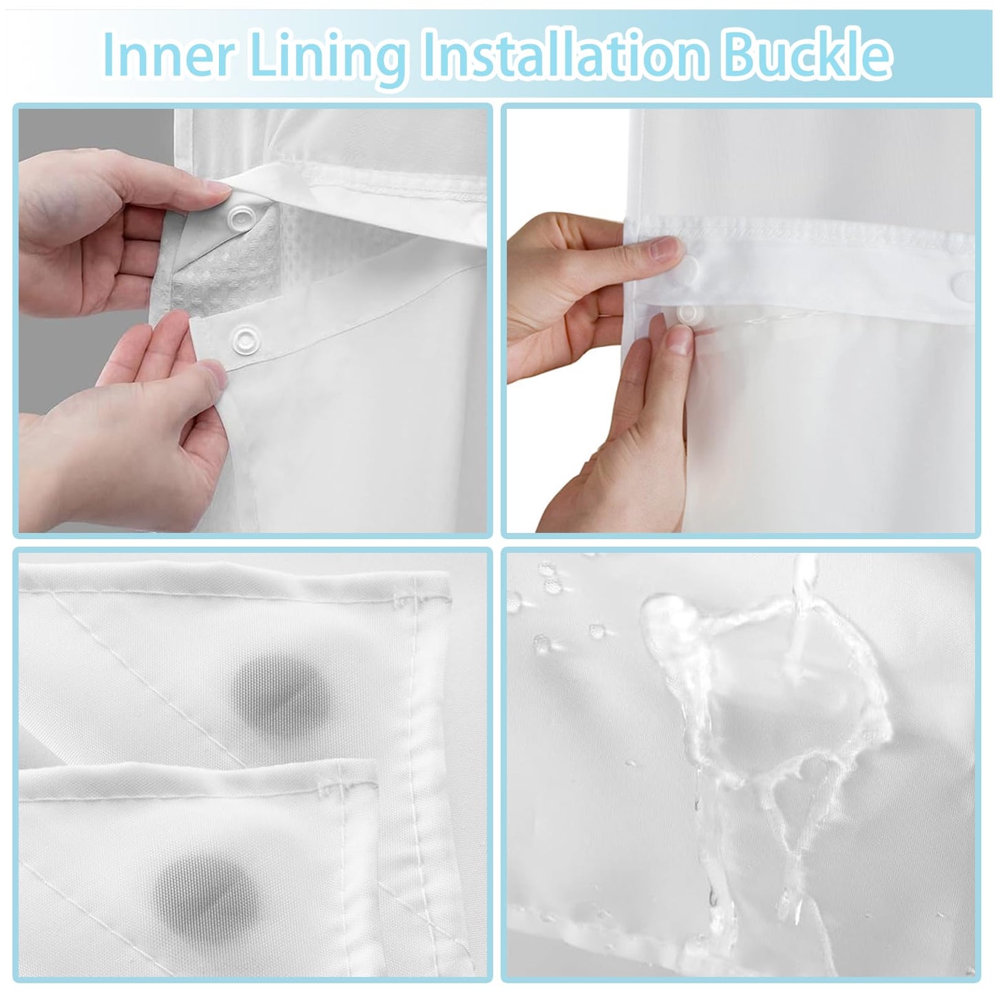 Black and White Checkered No Hook Shower Curtain Modern Aesthetic College Style Buffalo Plaid Checkerboard Block Print Hookless Shower Curtain Set for Hotel Bathroom Shower Room 71x74 Inches
