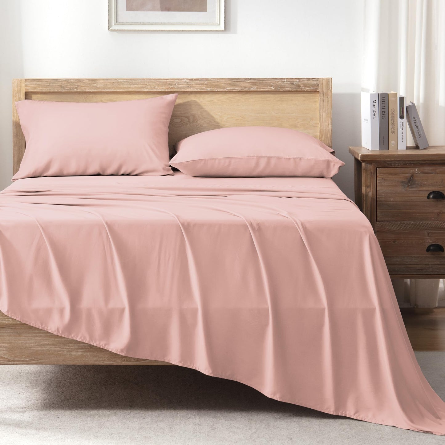 Andency Blush King Size Sheets Set, 100% Viscose Derived from Bamboo, Cooling King Sheets, Deep Pocket Up to 16", Silky Soft Bed Sheets, Hotel Luxury Breathable Bedding Sheets & Pillowcases…
