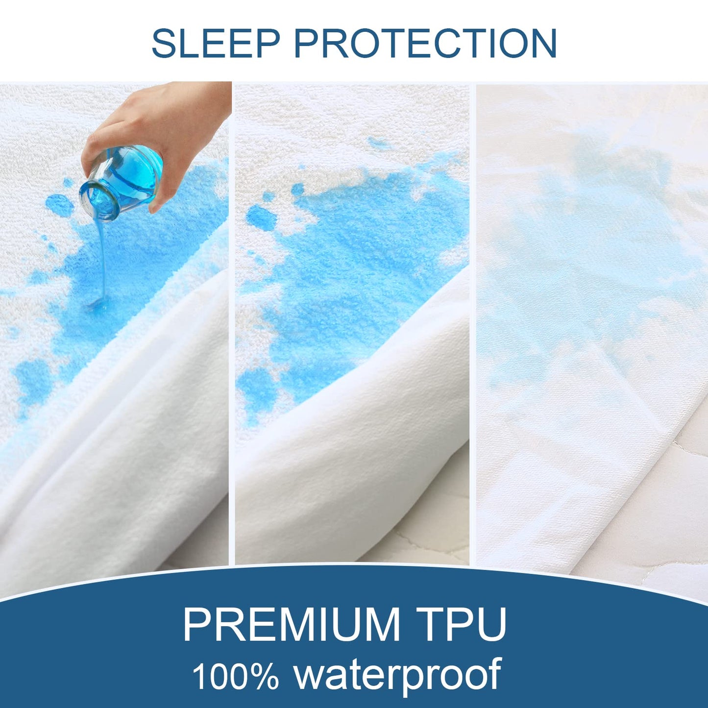 Queen Mattress Protector Waterproof Cover Absorbent Fitted Sheet up - 18'' Deep Pocket Mattress Cover Queen Size Bed Sheets, Terry Machine Wash Protection Mattress Protector