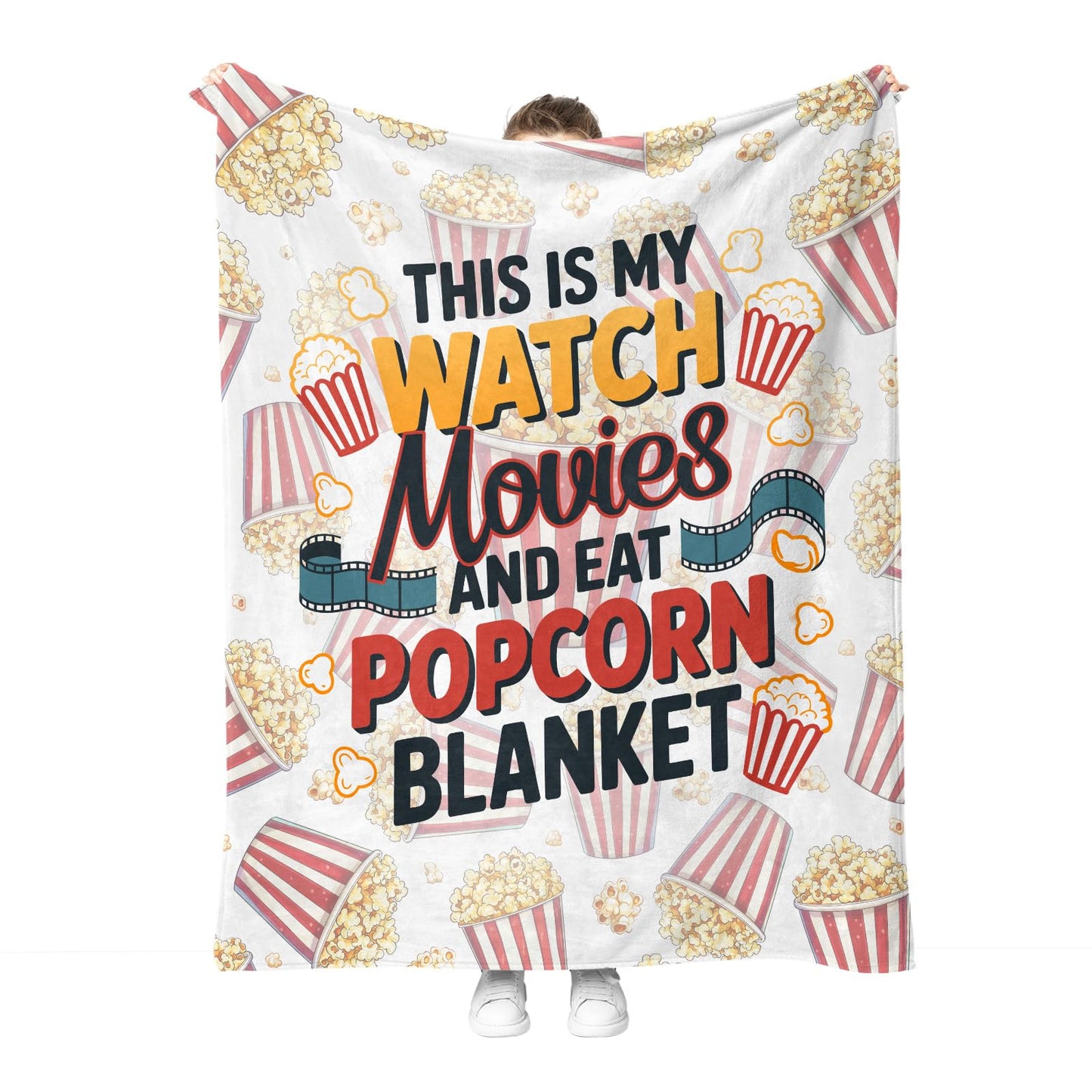Hohoto Movies Popcorn Throw Blanket Gifts for Adult Kids, Movie Theater Cinema Home Room Decor for Women Men,Blanket for Bed Sofa Couch 50"x60"