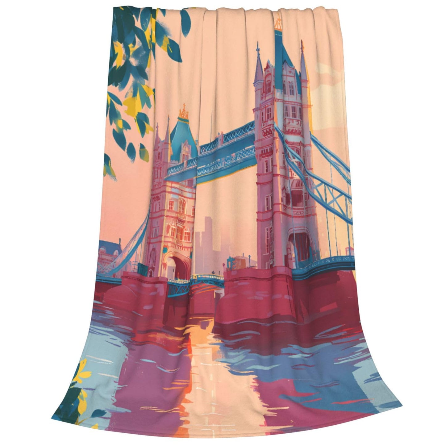 Modern Art London Bridge Fleece Blanket, Ultra Soft Fleece Throw Blanket for Bedding Sofa and Travel
