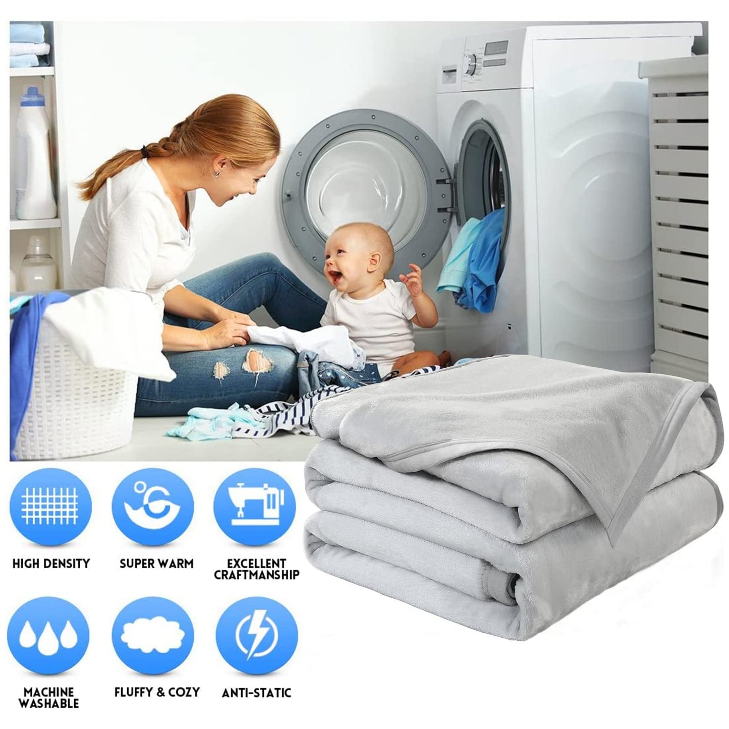 EASELAND Soft King Size Blanket All Season Warm Microplush Lightweight Thermal Fleece Blankets for Couch Bed Sofa,90x108 Inches,Silver Gray
