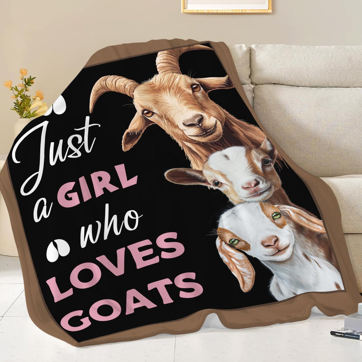 Baegopa Goat Blanket for Girls Women Farm Gifts Lovers Farmhouse Throw Blankets Cozy Plush Fleece Flannel Fuzzy for Couch Chair Bed 50"X40"