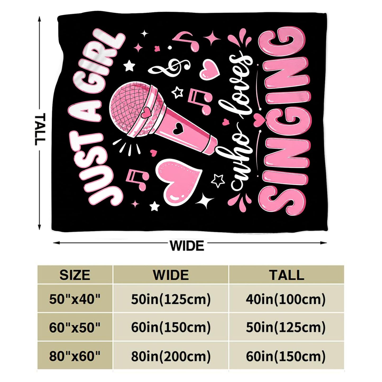 Singing Blanket Soft Fuzzy Fleece Just A Girl Who Loves Singing Throw Blankets Decor Cozy Warm Plush Flannel Music Blanket Gifts for Girls Women Singer Home Decor Stuff Sofa Couch Bed 50"X40"