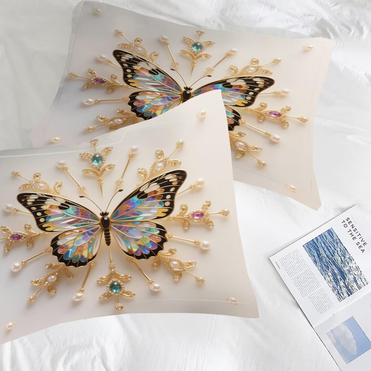 DJNEAR Black and Gold Butterfly Comforter Set Twin Size Animal Bedding Sets for Girls Kids Teen Women Bedroom Cute Diamond Butterflies Quilt Room Decor 1 Comforter 1 Pillowcase