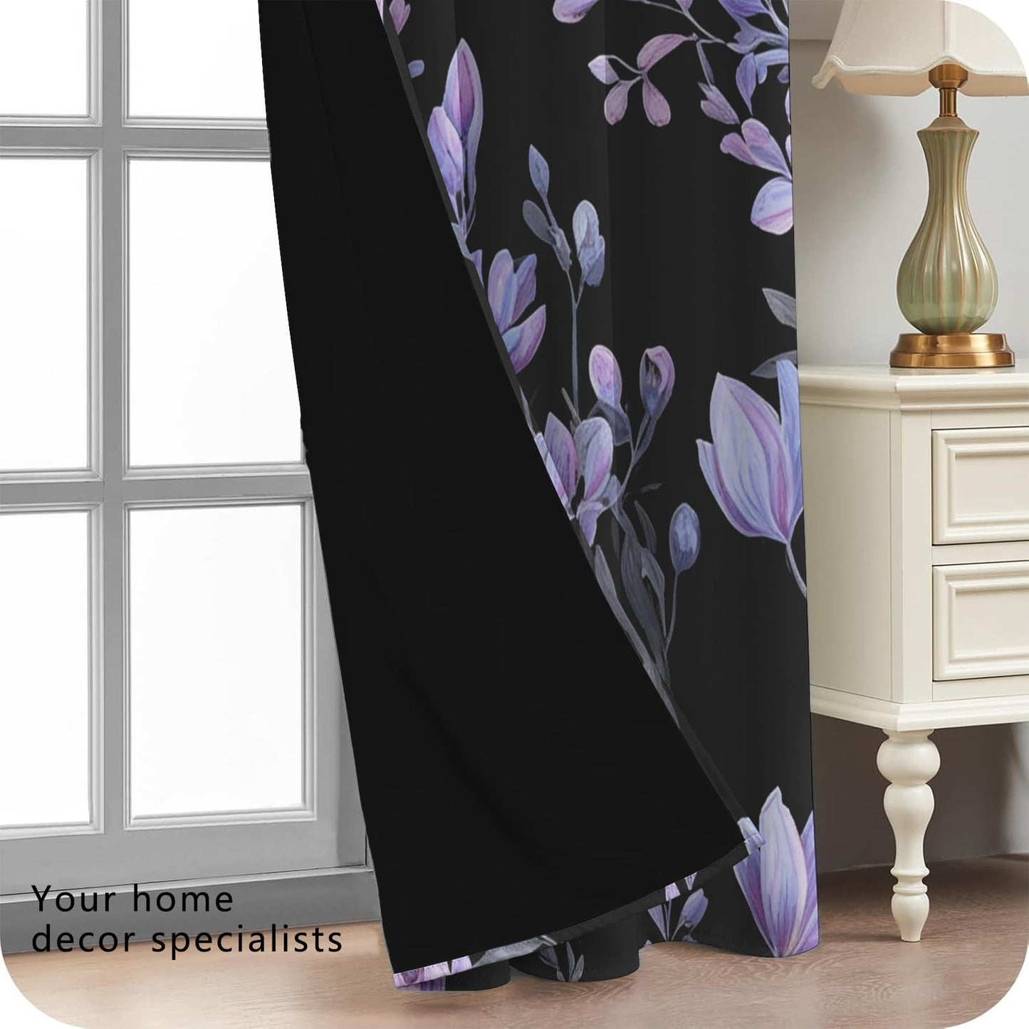 Lavender Blackout Curtains for Bedroom Living Room Purple Flower