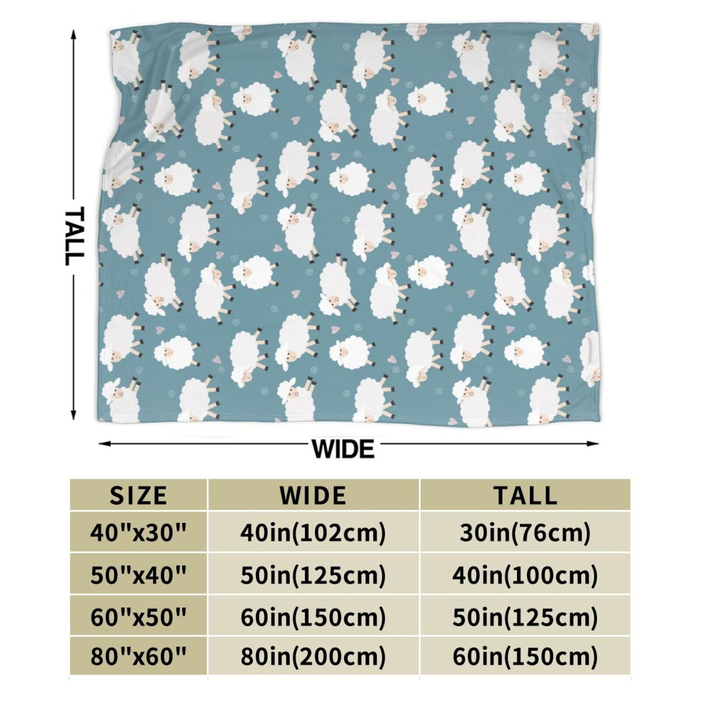Gbuzozie Cute Sheep Blue Background Fleece Blanket Lightweight Ultra-Soft Throw Blanket for Sofa Couch Bed Camping Travel - Super Soft Cozy Microfiber Blanket 60"X50"