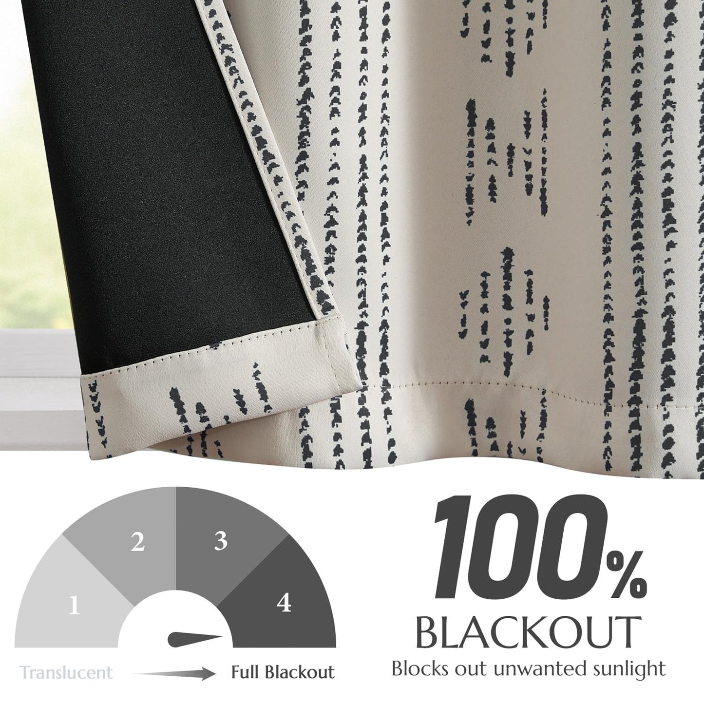 jinchan 95% Blackout Boho Kitchen Curtains 36 Inches Cafe Tier Curtains Bohemian Small Drapes for Bedroom RV Basement Half Window Room Darkening Thermal Insulated 2 Panels Black on Beige