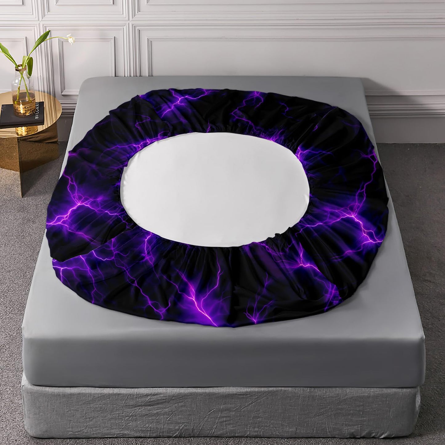 HOSIMA Lightning Fitted Sheet Twin Size, Abstract Neon Game Bedding Set for Boys & Girls, 1 Fitted Sheet + 2 Pillowcases