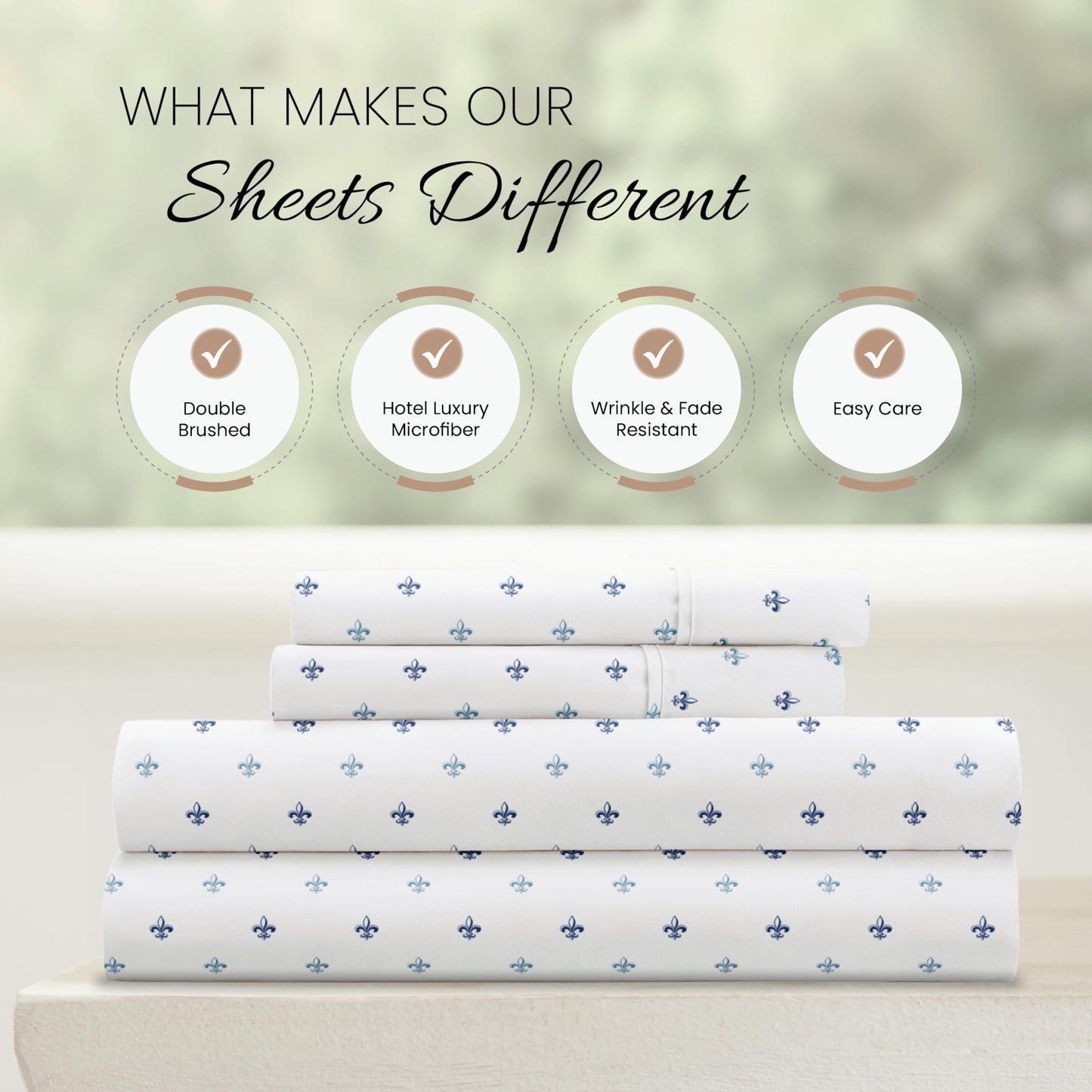 Linen Market 4 Piece Full Bedding Sheet Set (Navy Blue Lilies) - Sleep Better Than Ever with These Ultra-Soft & Cooling Bed Sheets for Your Full Size Bed - Deep Pocket Fits 16" Mattress