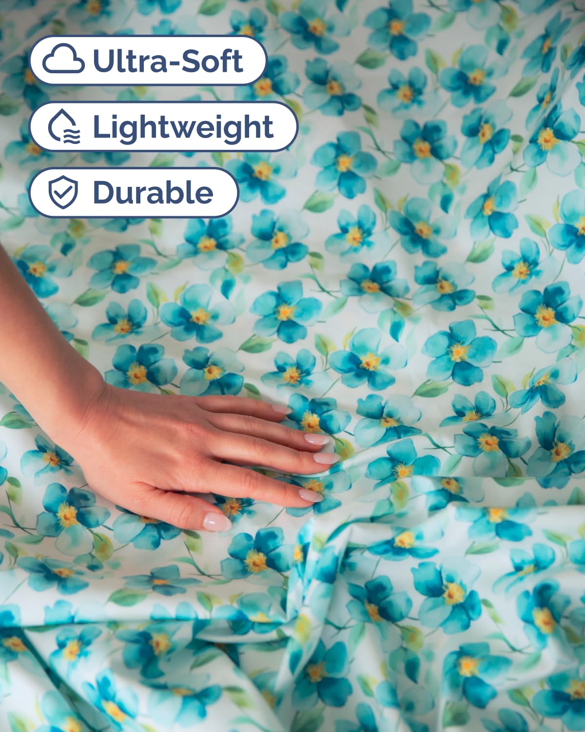 Floral Sheets - Flower Print Bed Sheet Set - 1 Flat, 1 Fitted & 2 Pillowcases w/ Deep Pockets - Comfy, Cozy, Wrinkle & Fade Free - Boho Botanical Bedding - Soft, Breathable & Cooling - Queen Size Set
