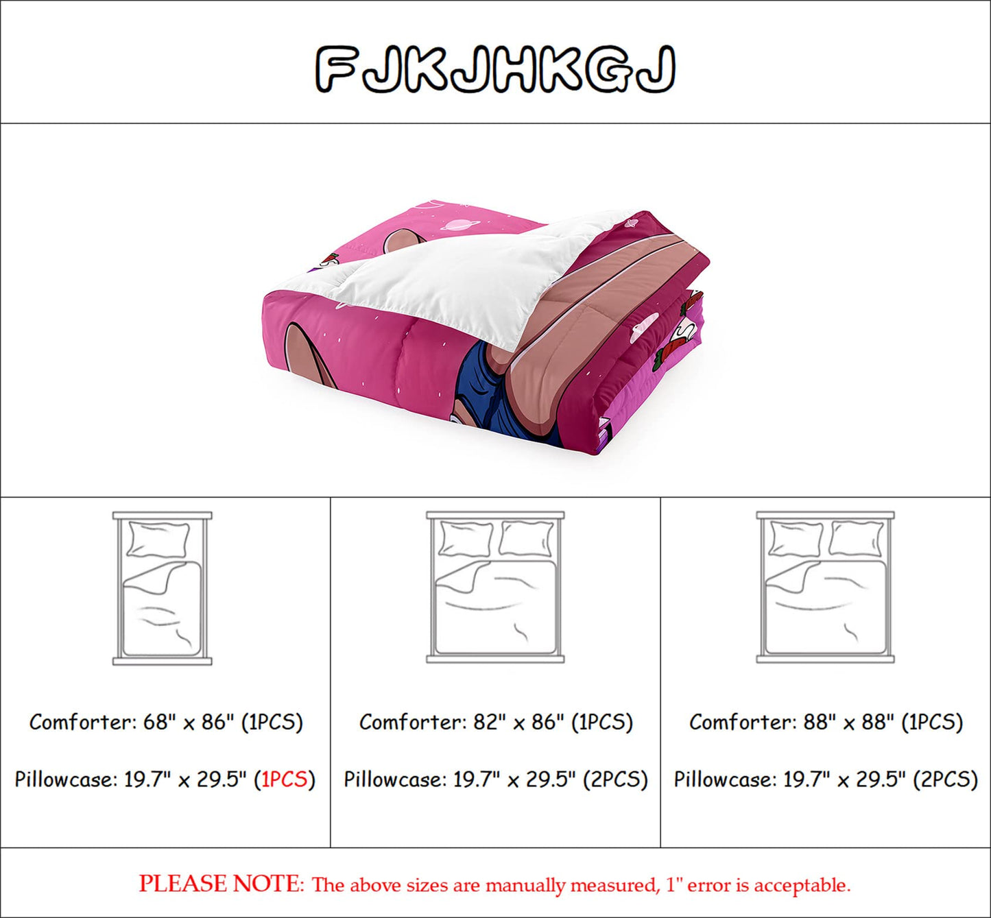 FJKJHKGJ African American Comforter Sets for Girls, Black Girls Kids Comforter Sets 2 Piece Pink Twin Size Bedding with 1 Pillowcase