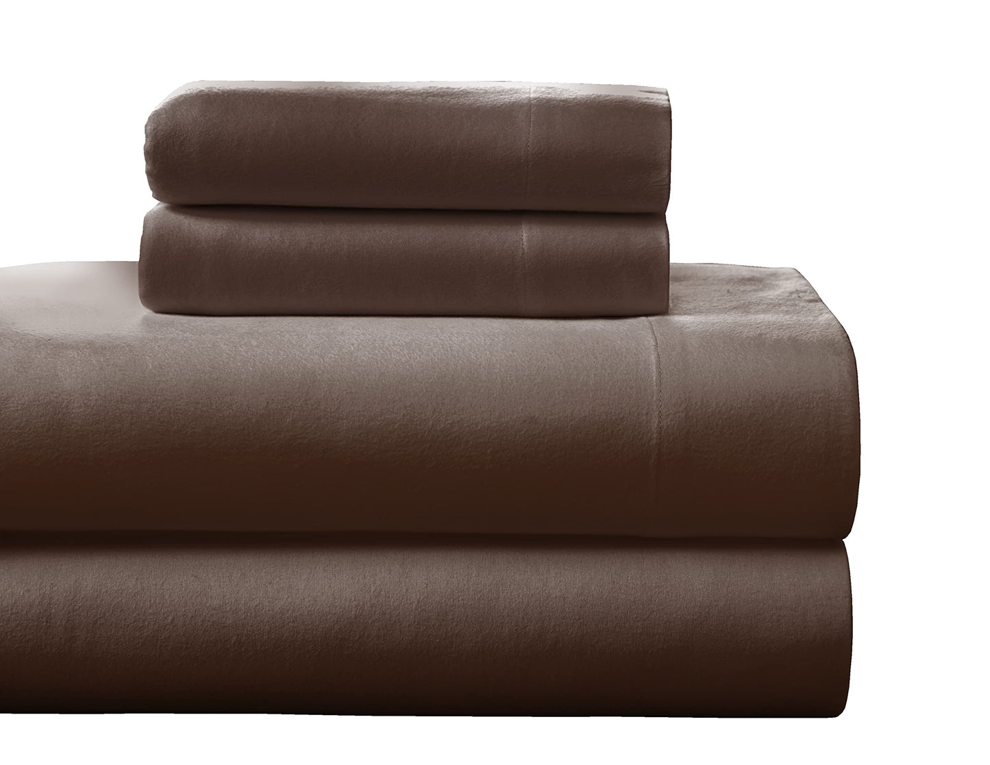 Pointehaven Heavy Weight 100-Percent Cotton Flannel 1 pc, Queen Sheet Set, Chocolate