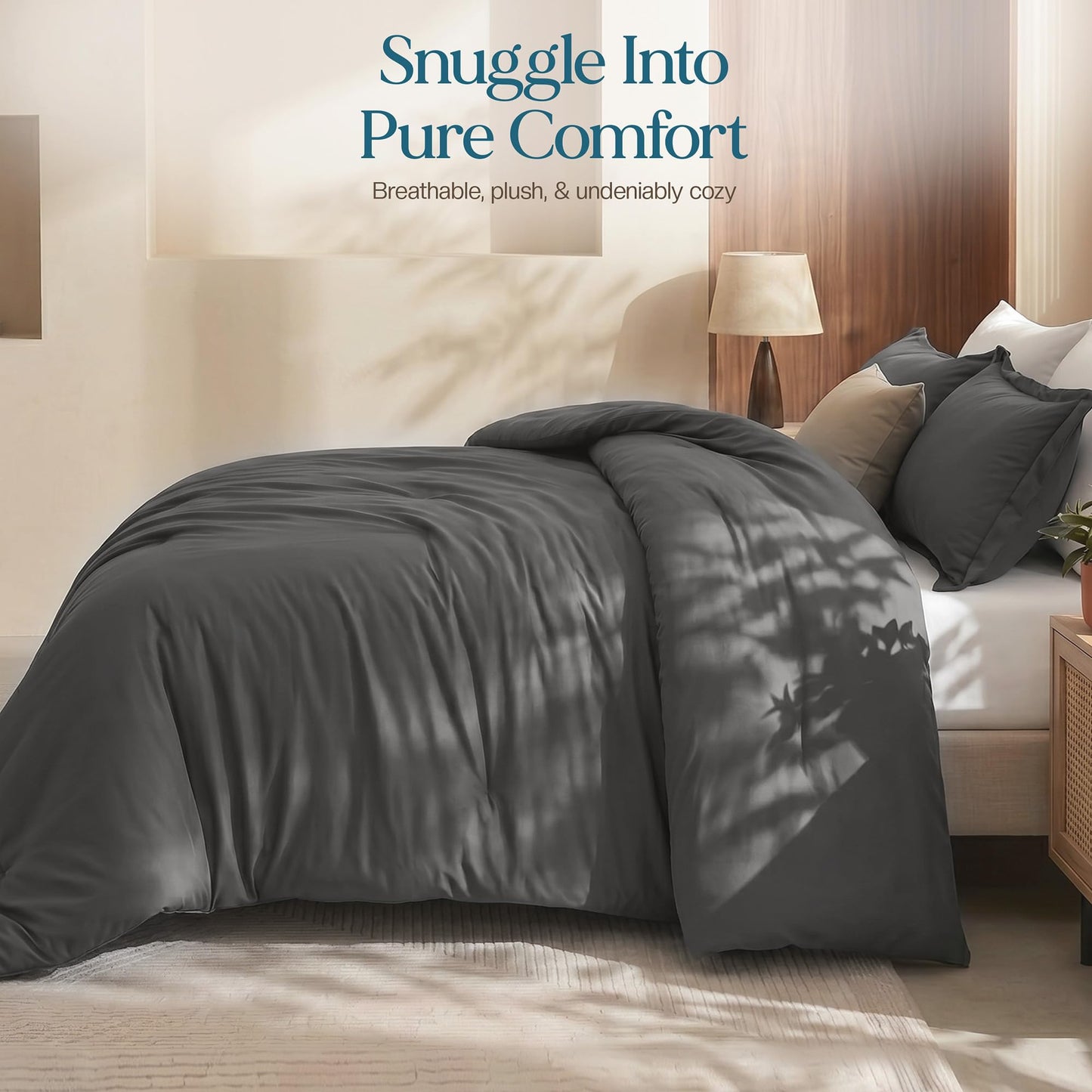 Queen Comforter Set 3 Piece Grey by Utopia Bedding, Comforters Queen Size, Bedding Comforters Sets, Down Alternative Soft Bed Set, 1 Comforter (88 x 88 inches) 2 Pillow Shams (20 x 26 inches)
