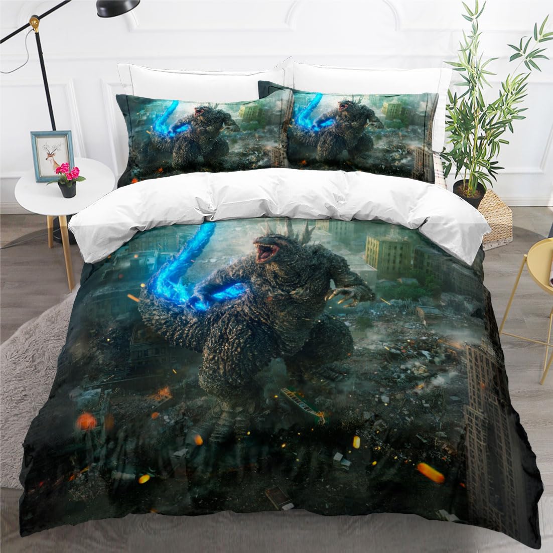 sonicpony Duvet Cover Set Twin Full Size Dinosaur Comforter Cover Bedding Set 3D Cartoon Printing Microfiber 1 Piece Quilt Cover with Zipper Closure 2 Pieces Pillow Shames No Comforter (Dino34, Twin)