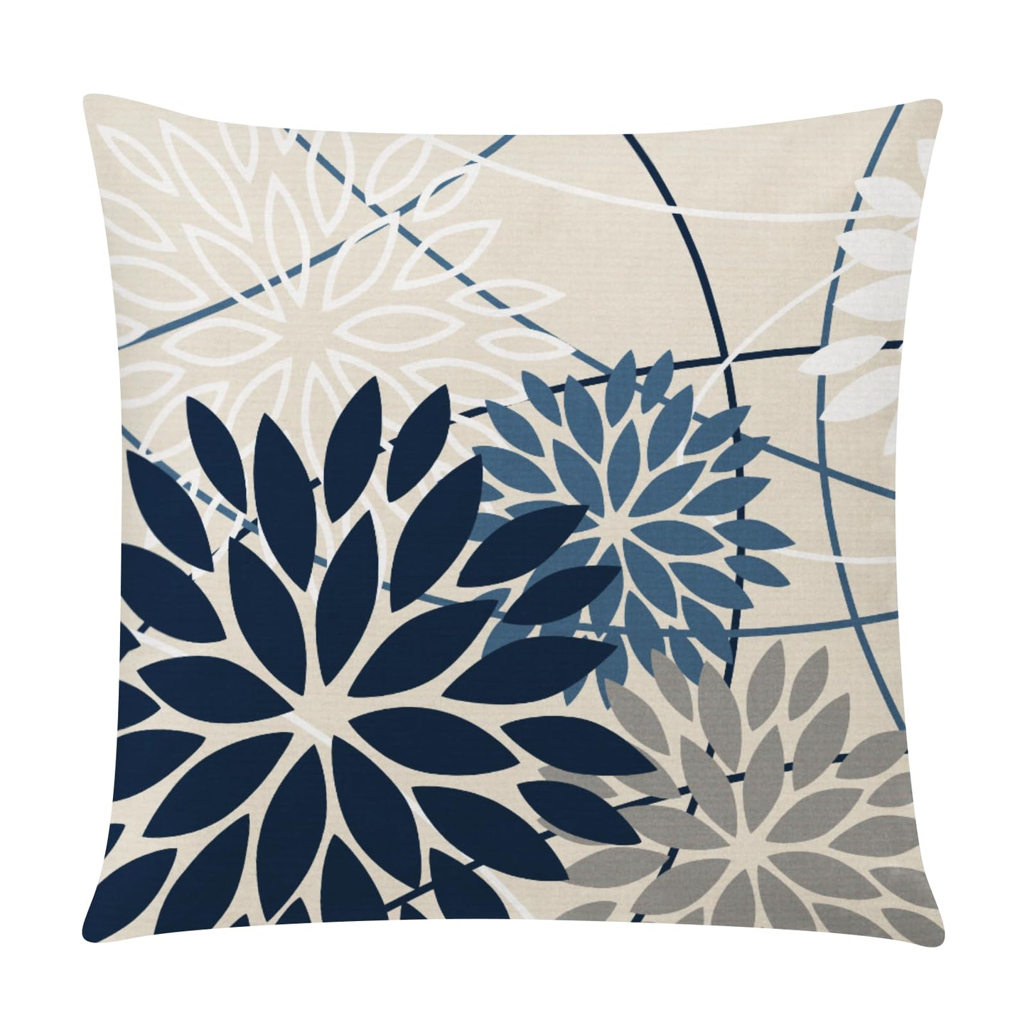 COMMINY Blue White Pillow Covers 18x18 Set of 6, Daisy Flower Throw Pillow Cover Case Square Cushion Cover for Sofa Bedroom Living Room Farmhouse Home Decor