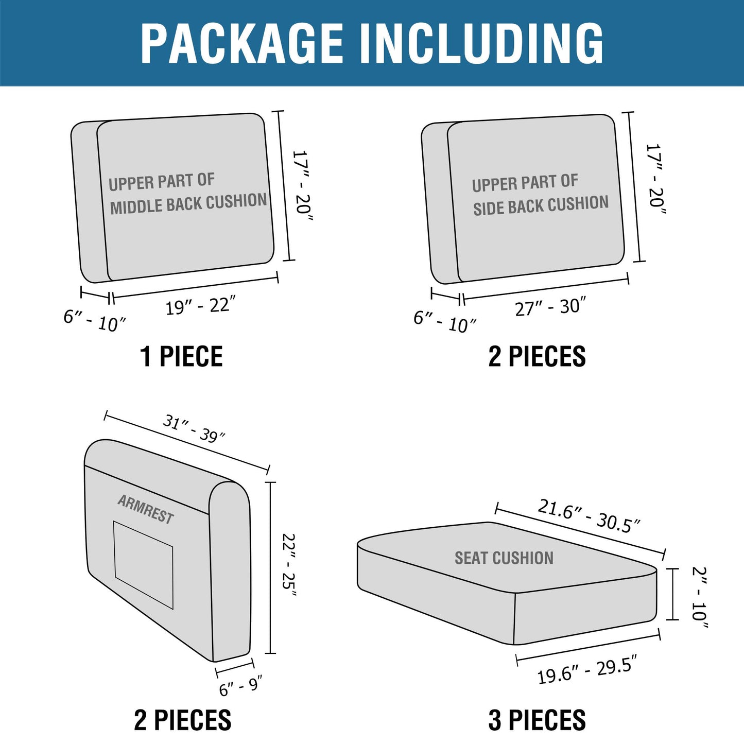 H.VERSAILTEX Multi-Pieces Sofa Covers Stretch Couch Covers Form Fitted Seats and Back Cushions Covers (3 Seat Covers Plus 3 Back Cusion Covers, Bonus 2 Armrest Covers), Island Fossi