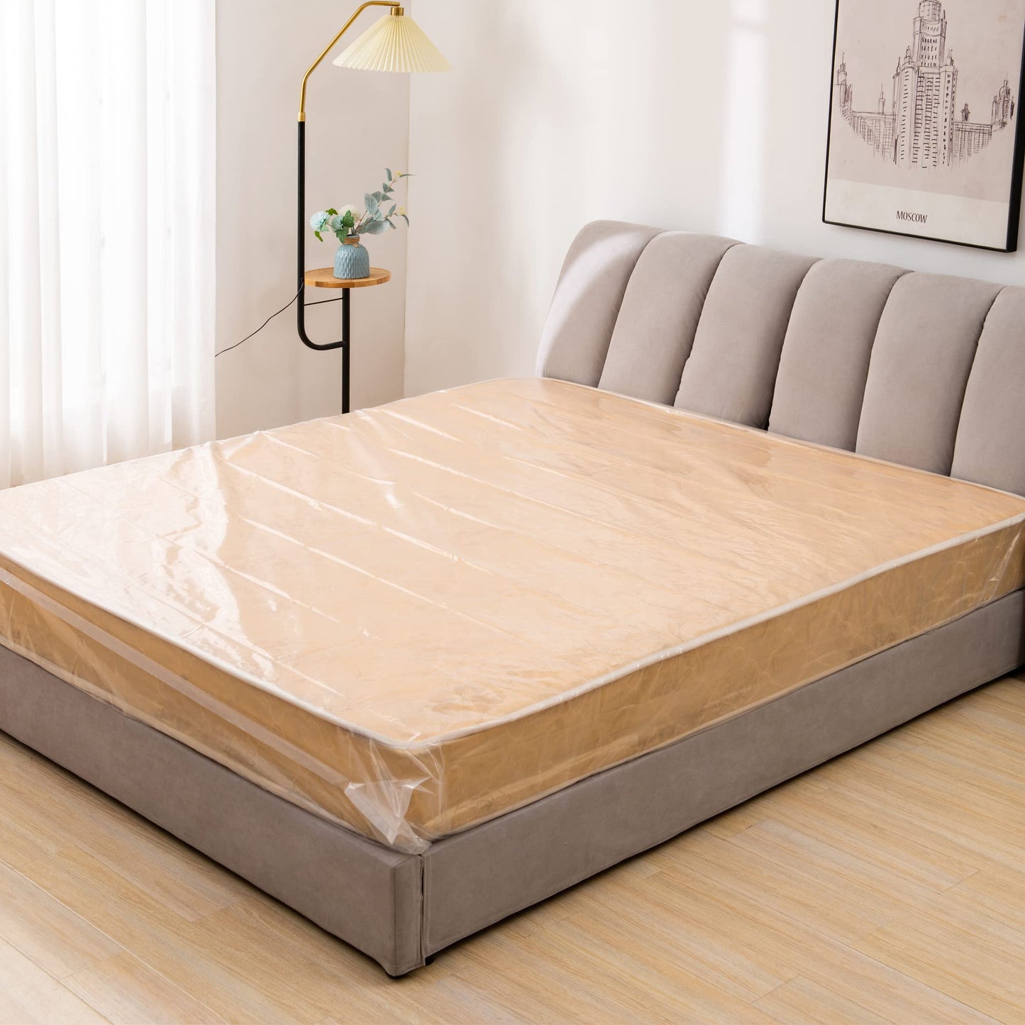 Liyaomix 2 Pack Queen Mattress Bags for Moving Storage, 1.5 Mil 76" x 96" Clear Waterproof Plastic Mattress Bag Cover, Disposal Mattress Protector for Queen Size