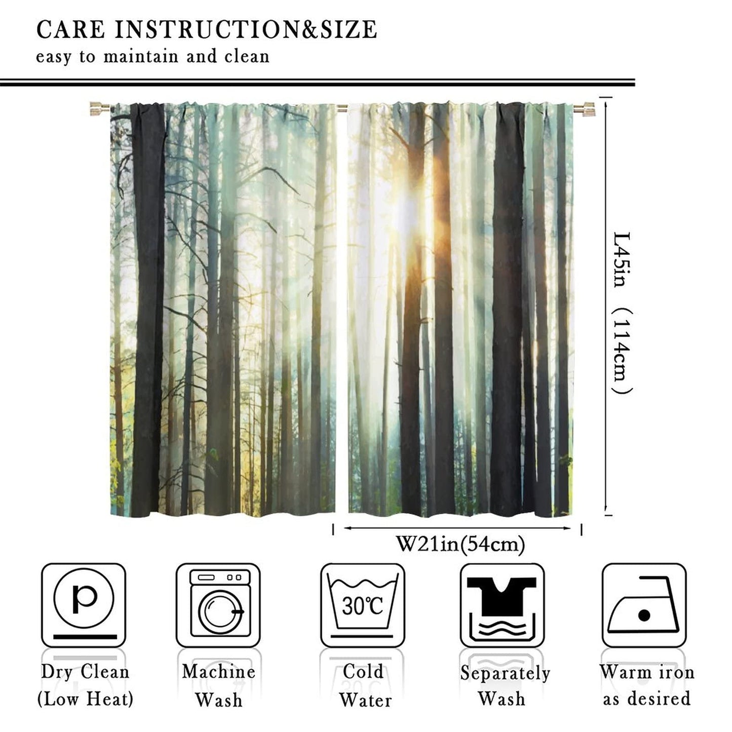 Nature Curtains - The Art of Painting with Mist and Sunlight in an Enchanted Forest, Living Room Bedroom Curtains 2 Panel Set, 42x45 in. Brown Begonia Color