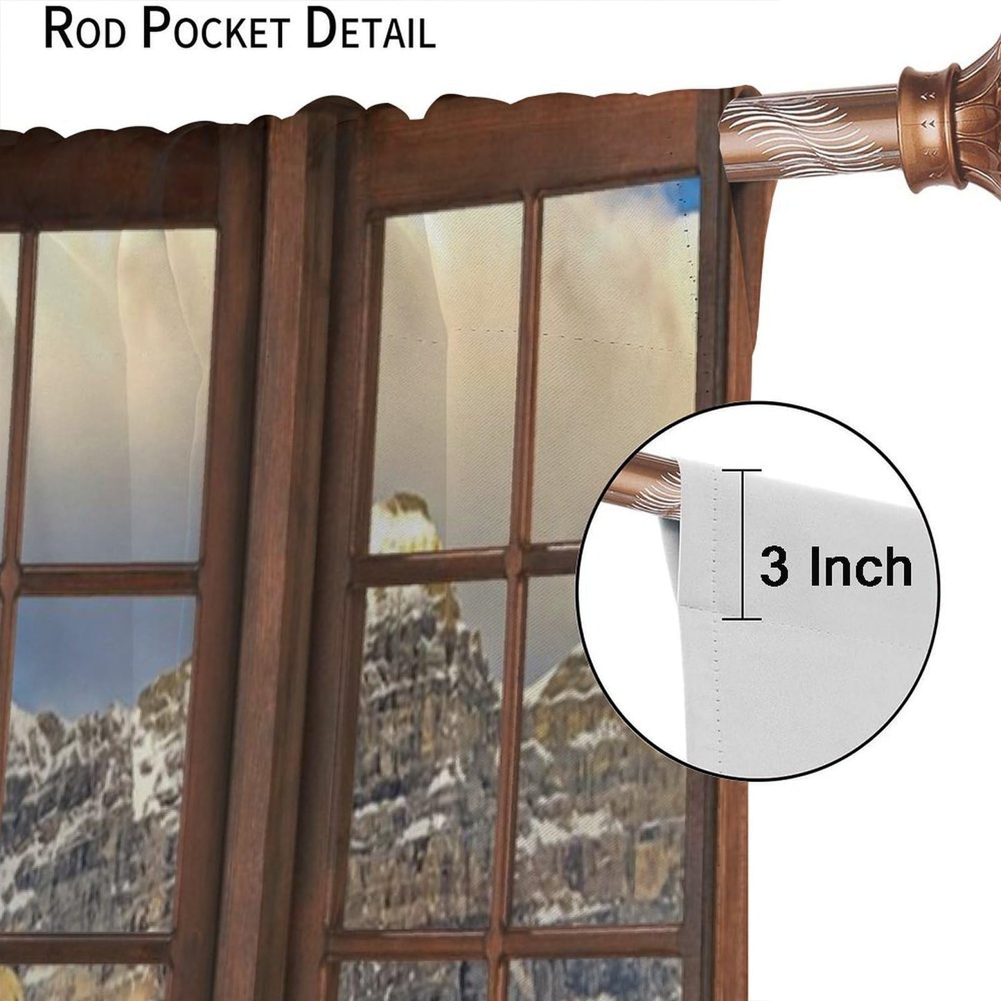 Nanacur 3D Window Lake View Curtains, Nature Landscape Spring Forest Mountains Rod Pocket Window Treatment for Living Bedroom Office Cafe Kitchen Drapes 41" W X 45" L (No Blackout)