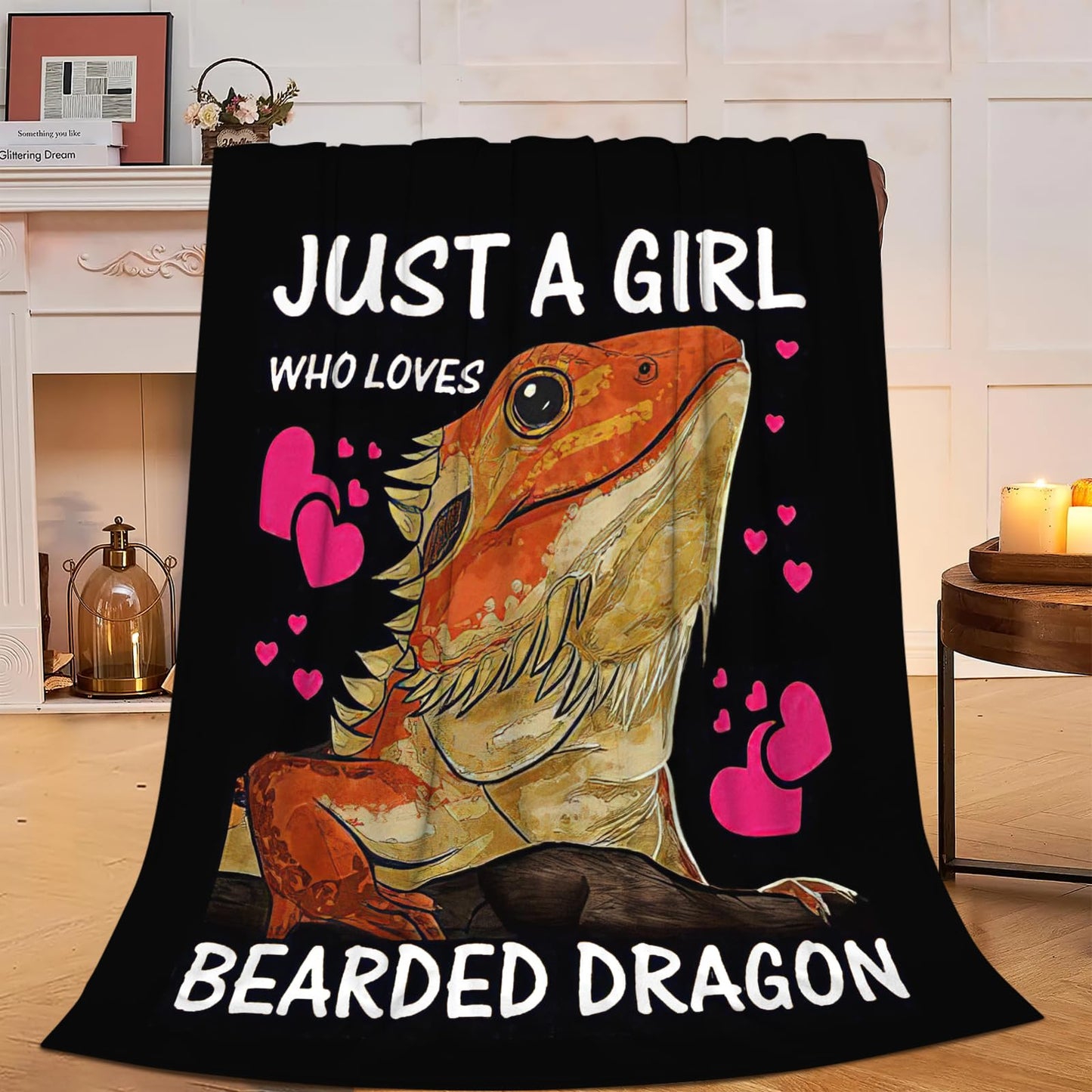 Bearded Dragon Blanket Just A Girl Who Loves Bearded Dragon Throw Blankets Soft Warm Cozy Fuzzy Plush Gifts for Girls Women Lightweight Fleece Flannel Stuff Decor Gift for Kids Adults Lover 50"X40"