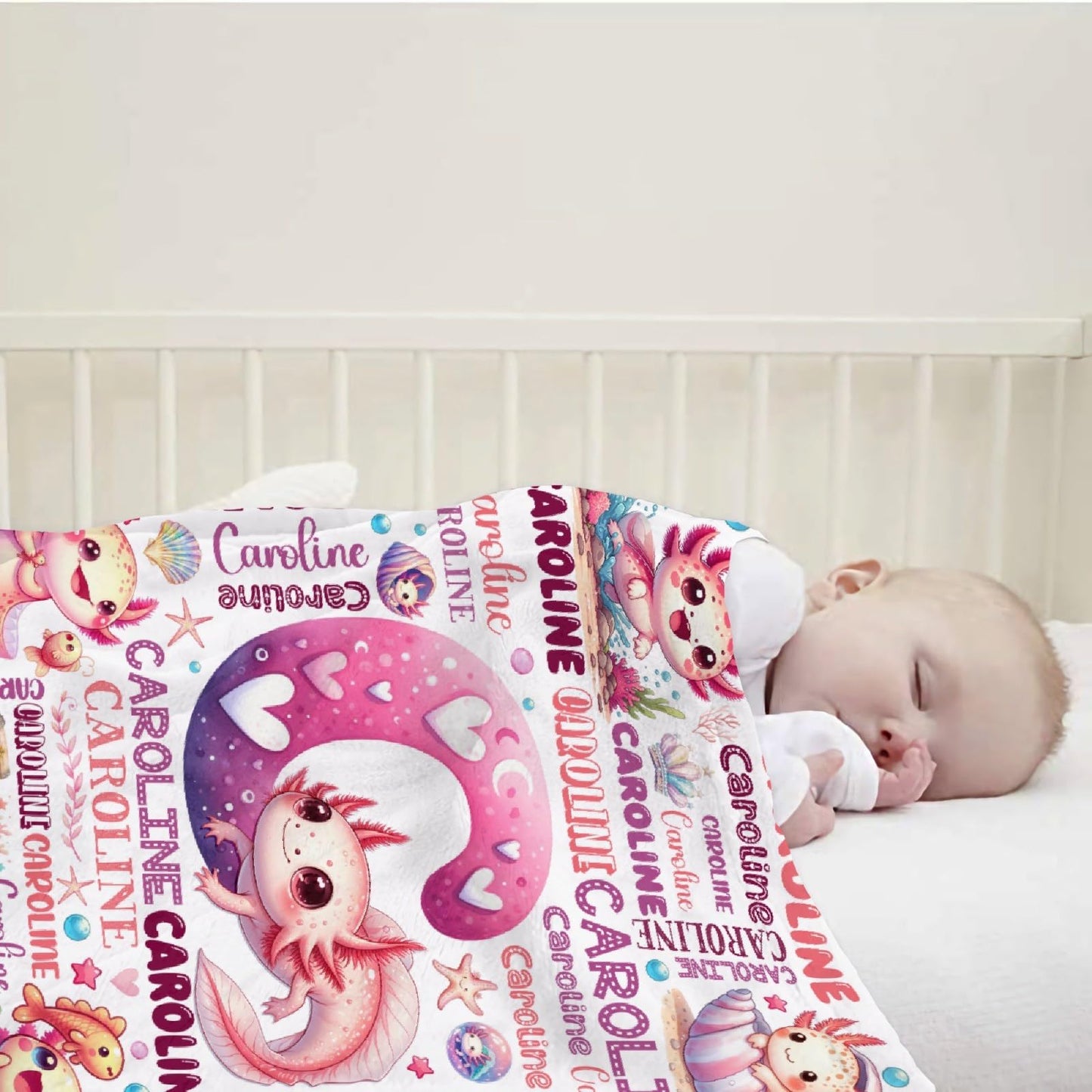 Custom Axolotl Blanket,Personalized Axolotl Gifts,Soft Flannel Throw for Bed Sofa,Lightweight,40 x 30in
