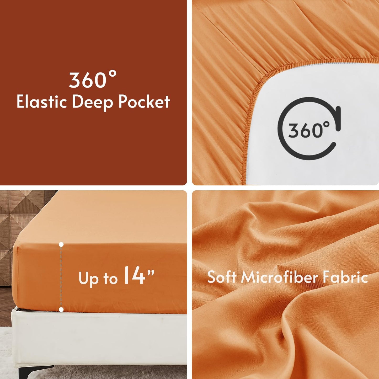 MUXHOMO 7 Pieces Queen Comforter Set, Reversible Bed in a Bag Queen Size, All Season Bedding Set with Comforter, Flat Sheet, Fitted Sheet, Pillowcases & Shams, Burnt Orange & Camel