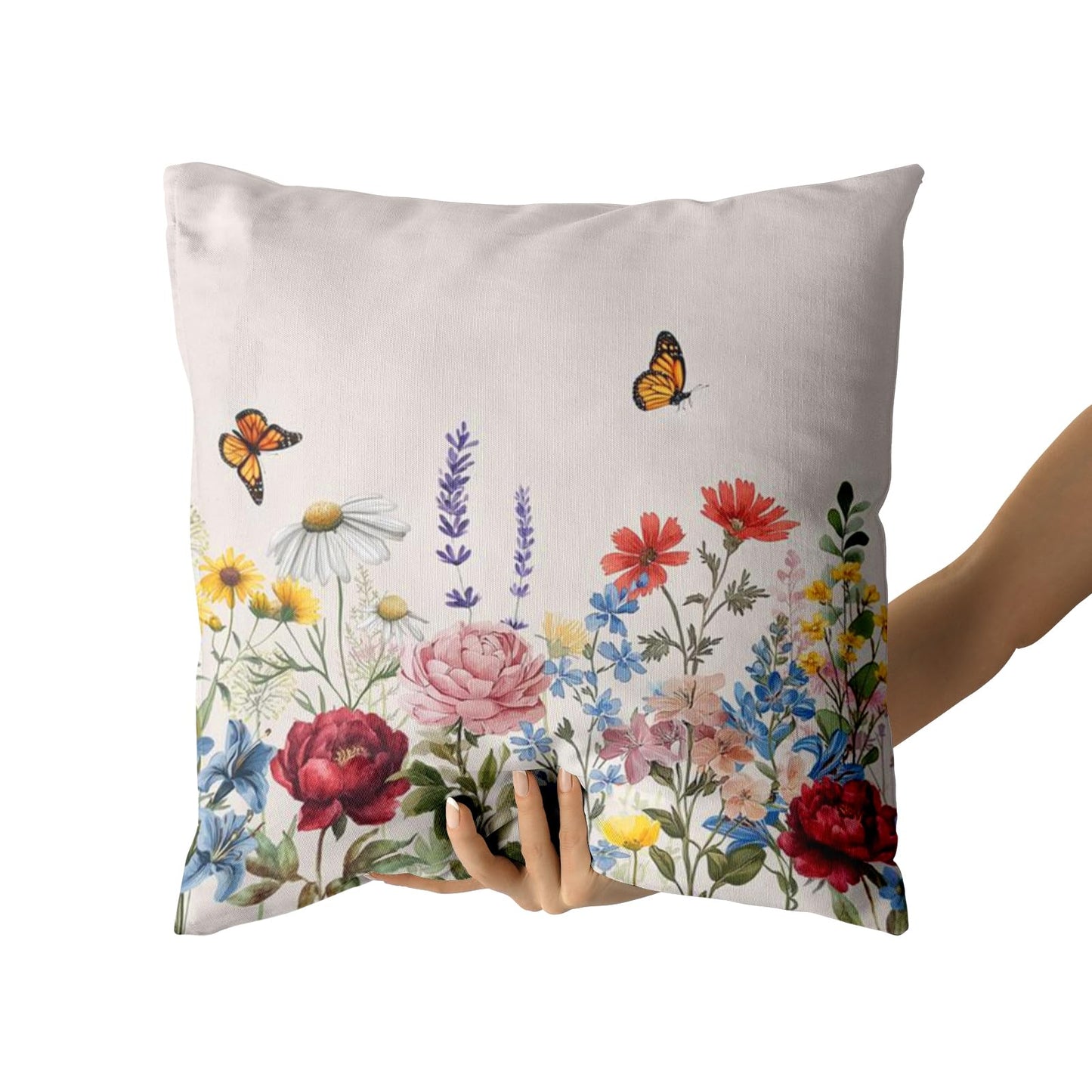 Giwawa Spring Pillow Covers 18x18 Inch Set of 2 Summer Wild Flower Throw Pillow Case Seasonal Floral Decorative Square Farmhouse Cushion Covers for Home Sofa Bed Couch